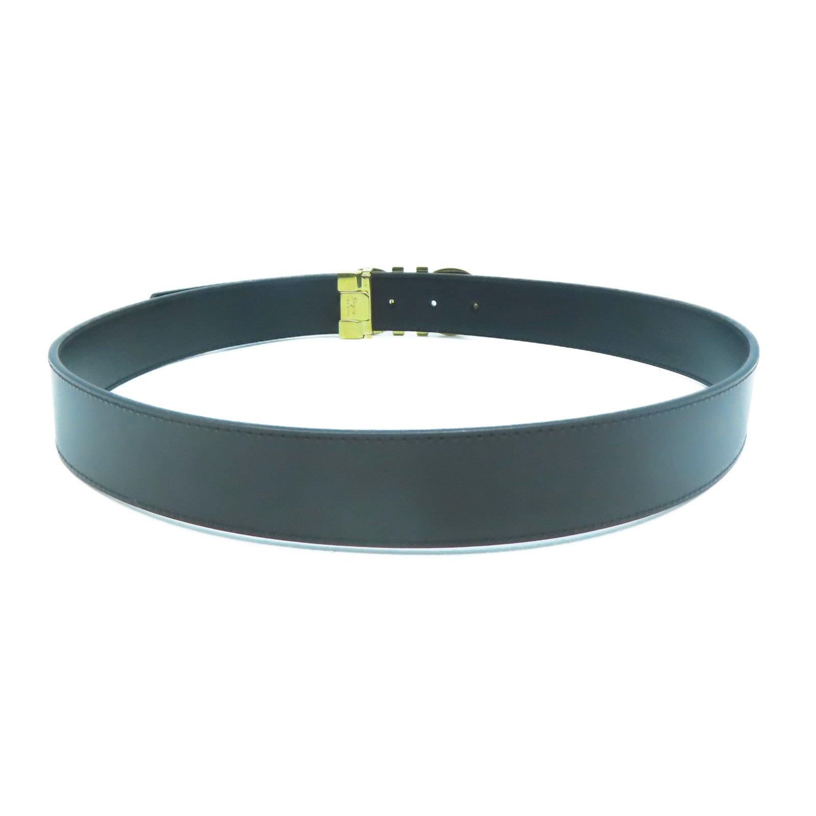 Salvatore Ferragamo 牛皮皮革Belt 90cm金扣皮帶黑色