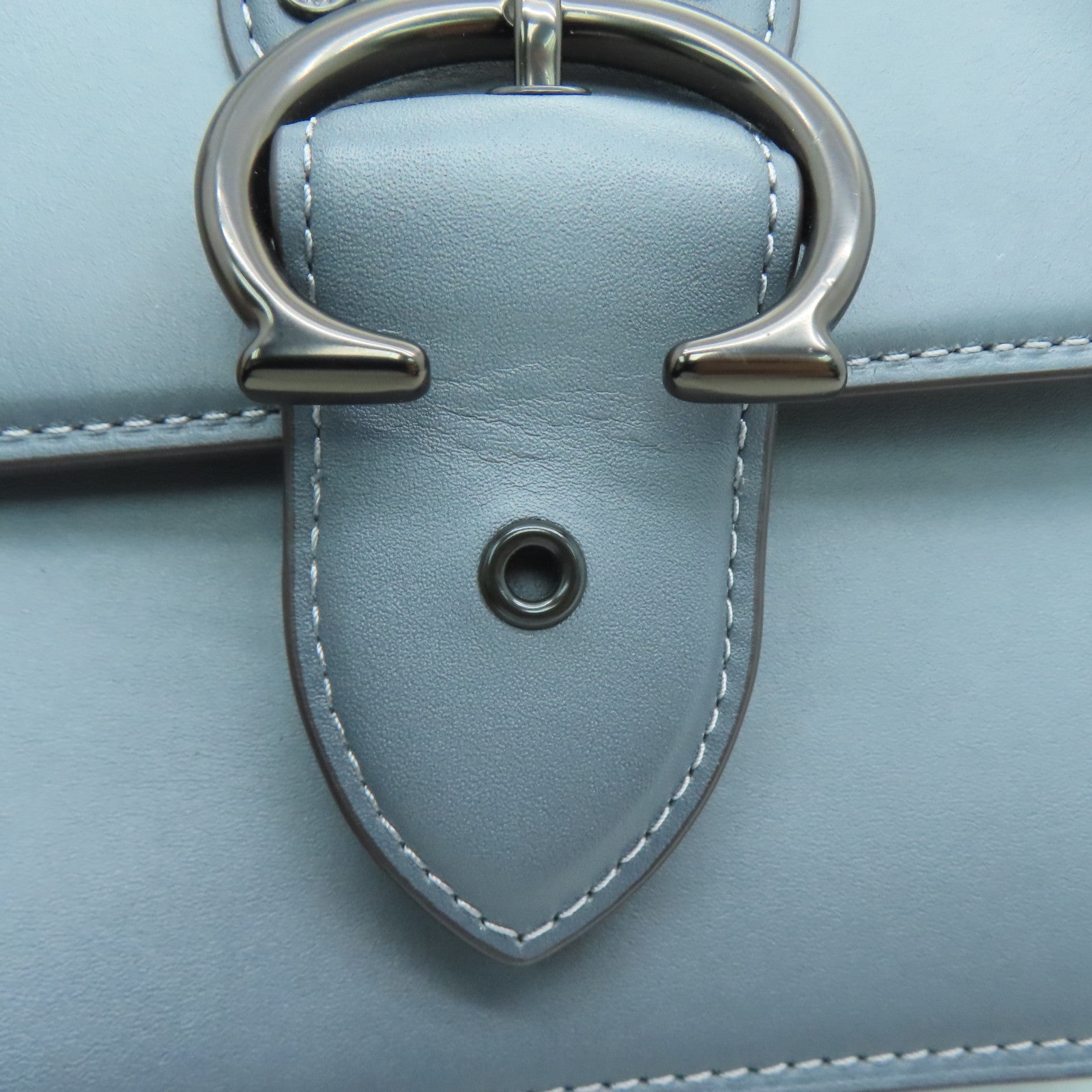 COACH 牛皮皮革Shoulder Bag银扣肩背袋灰色