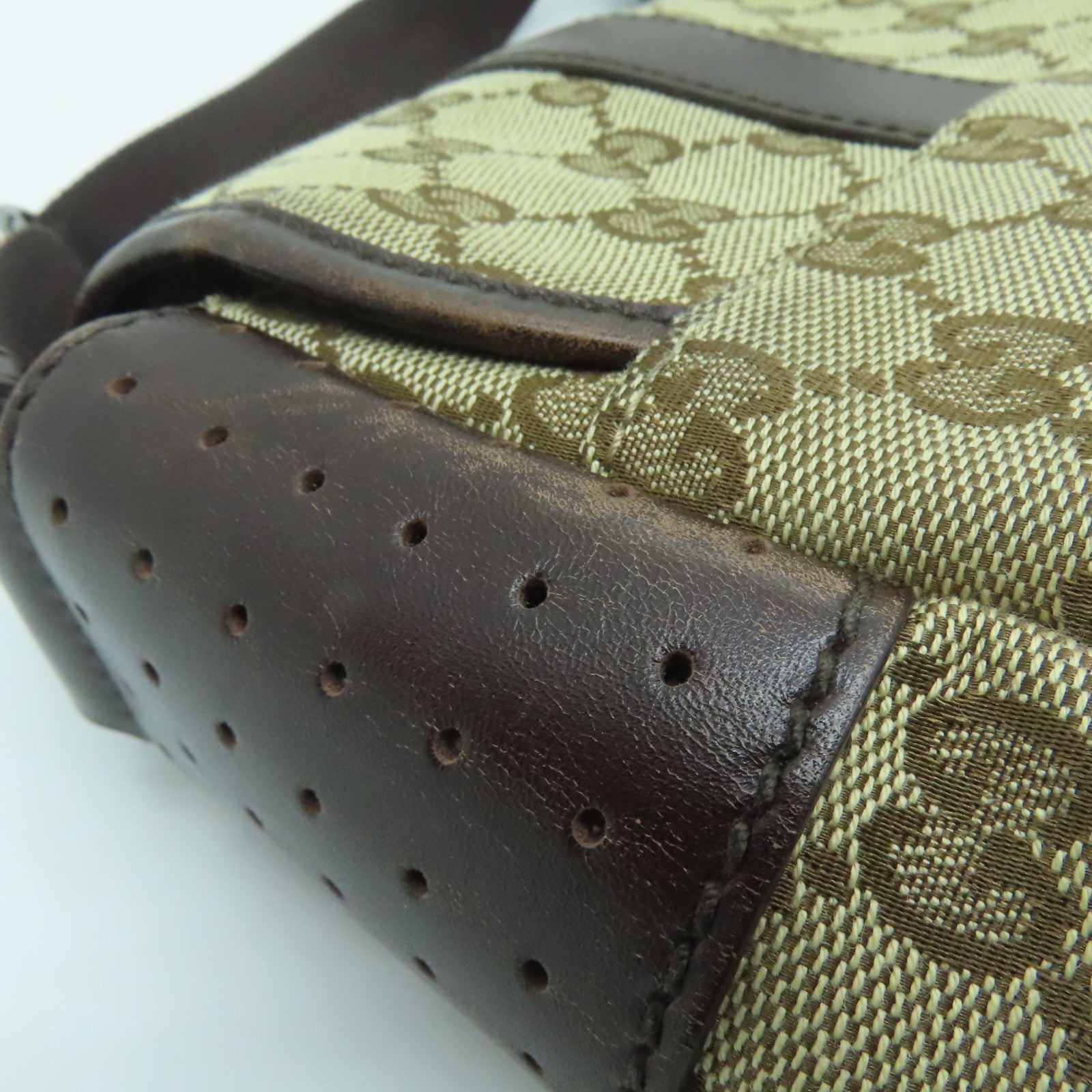 GUCCI 帆布Shoulder Bag銀扣肩背袋啡色