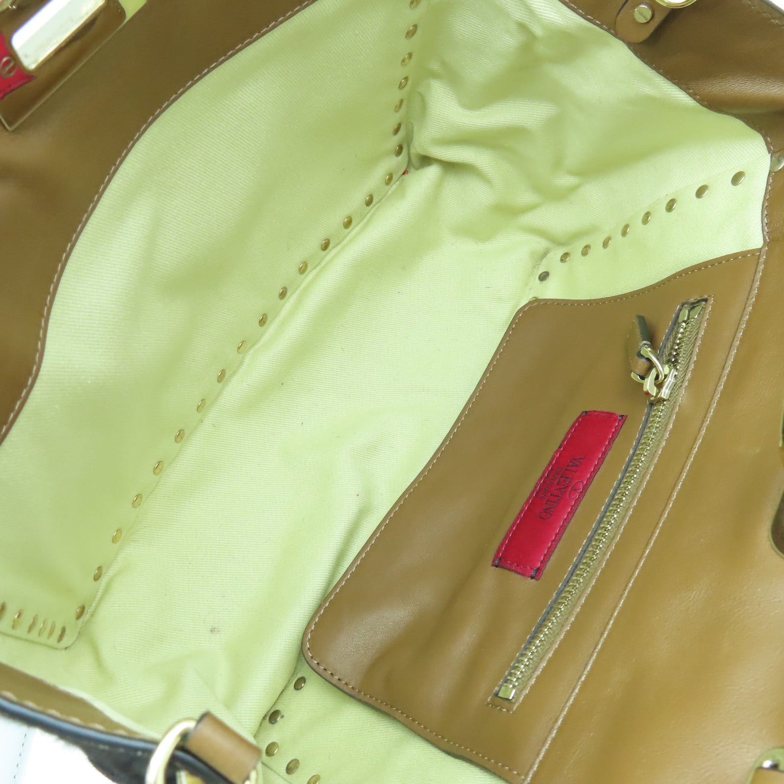 Valentino 馬毛/皮革2 Way Shoulder金扣手挽肩背兩用袋啡色