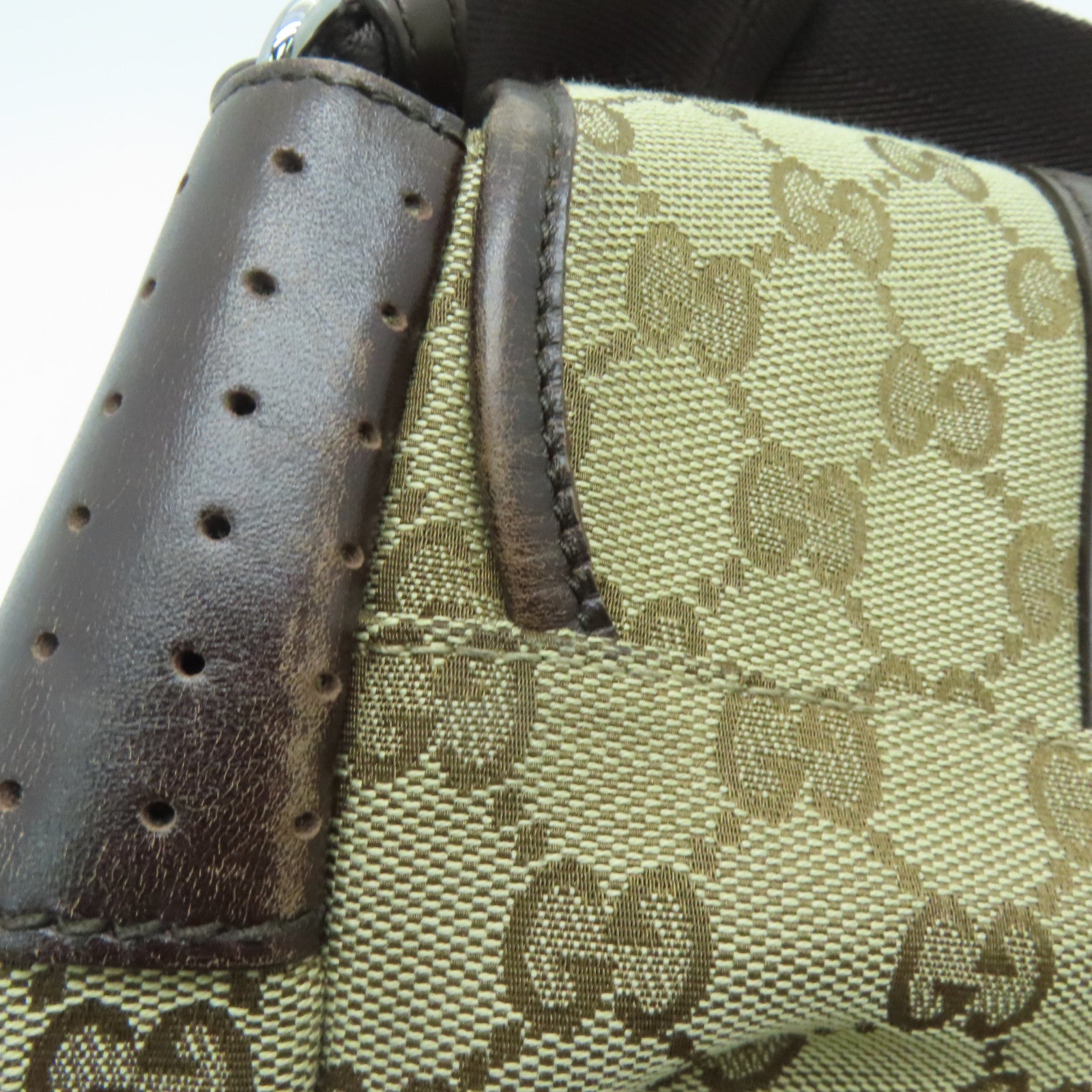 GUCCI 帆布Shoulder Bag銀扣肩背袋啡色