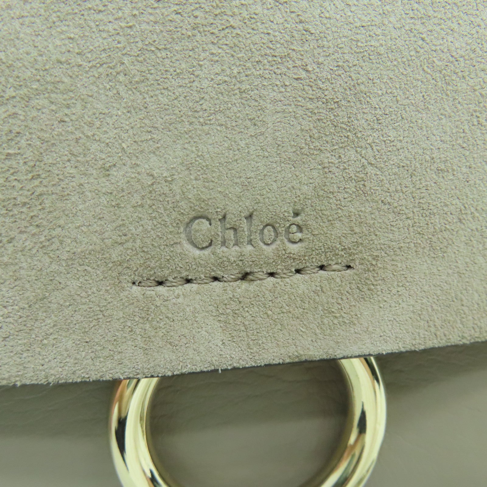 Chloe 【激減優惠】牛皮皮革Faye Wallet On Strap金扣肩背袋灰色