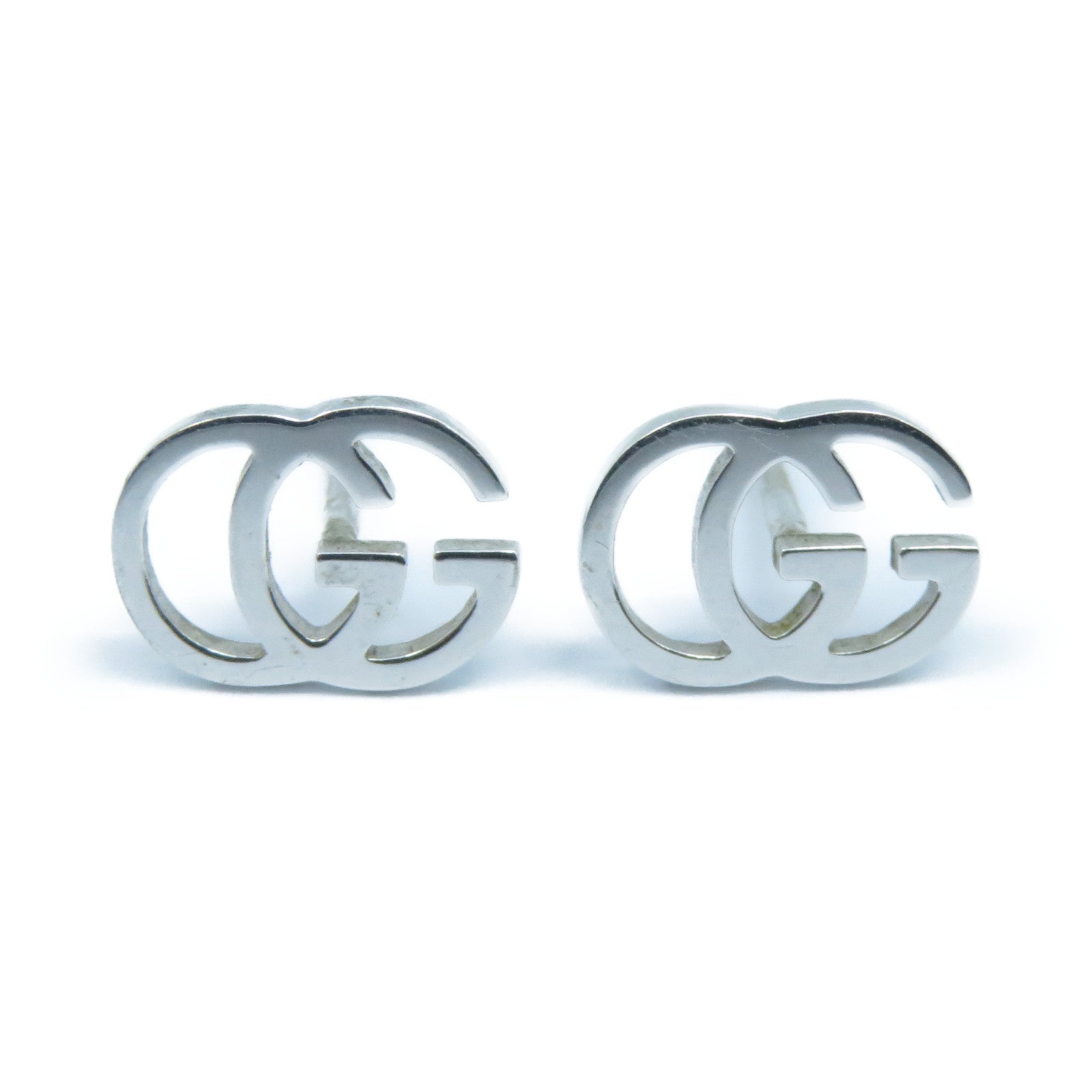 GUCCI 18K白金GG Earrings耳環銀色