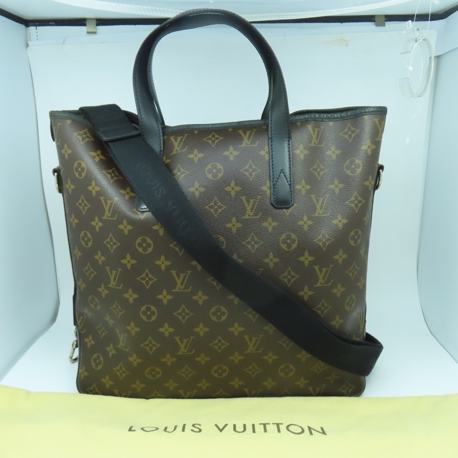 LOUIS VUITTON Monogram Macassar Davis銀扣手挽肩背兩用袋啡色