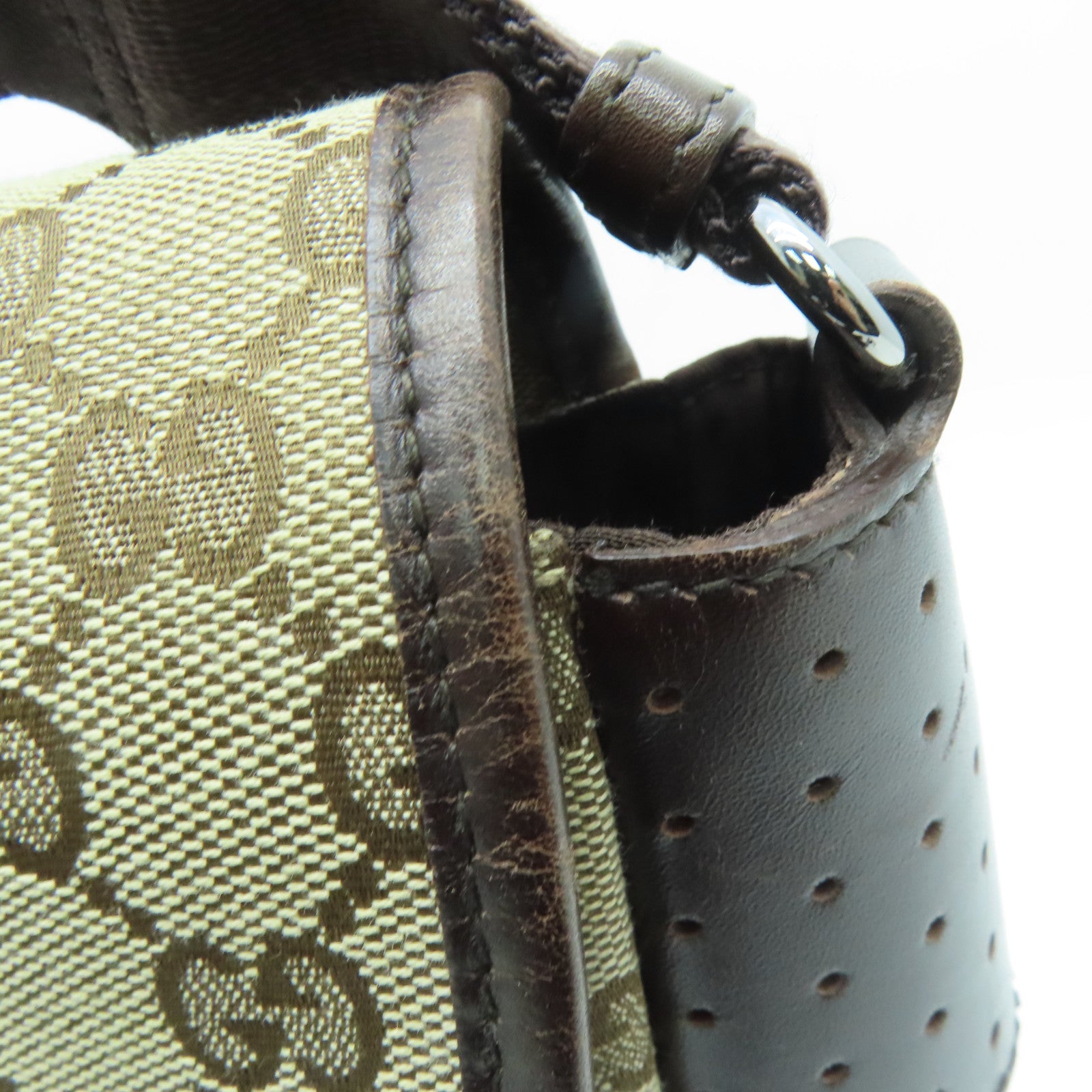 GUCCI 帆布Shoulder Bag銀扣肩背袋啡色