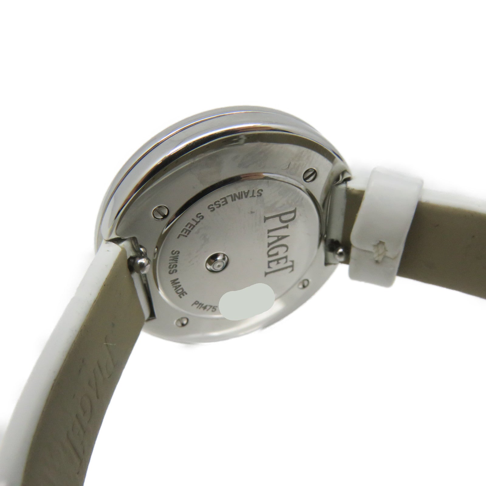 PIAGET Possession Ladies Watch鱷魚皮革/不鏽鋼石英機芯銀灰色/白色