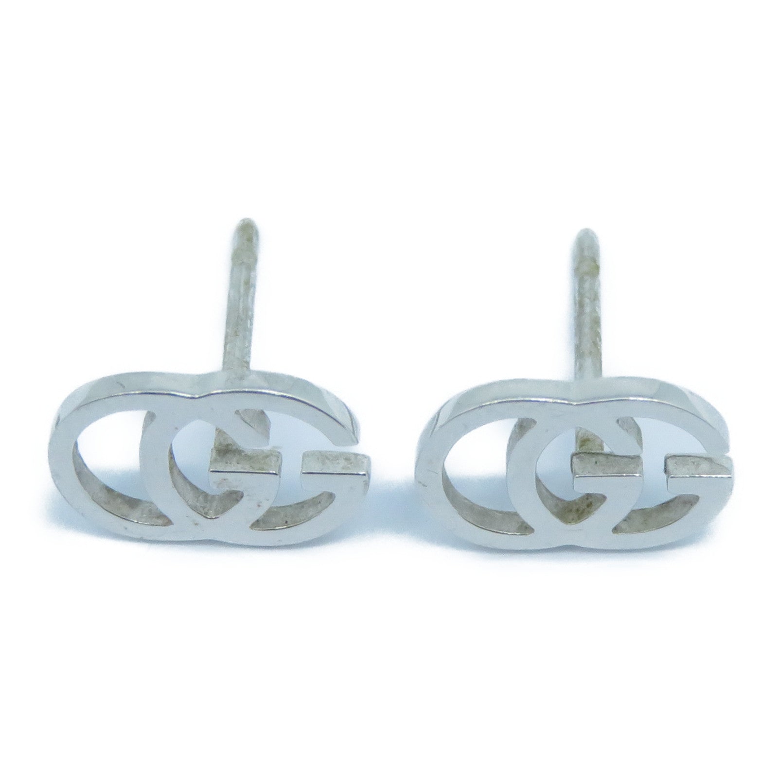 GUCCI 18K白金GG Earrings耳環銀色
