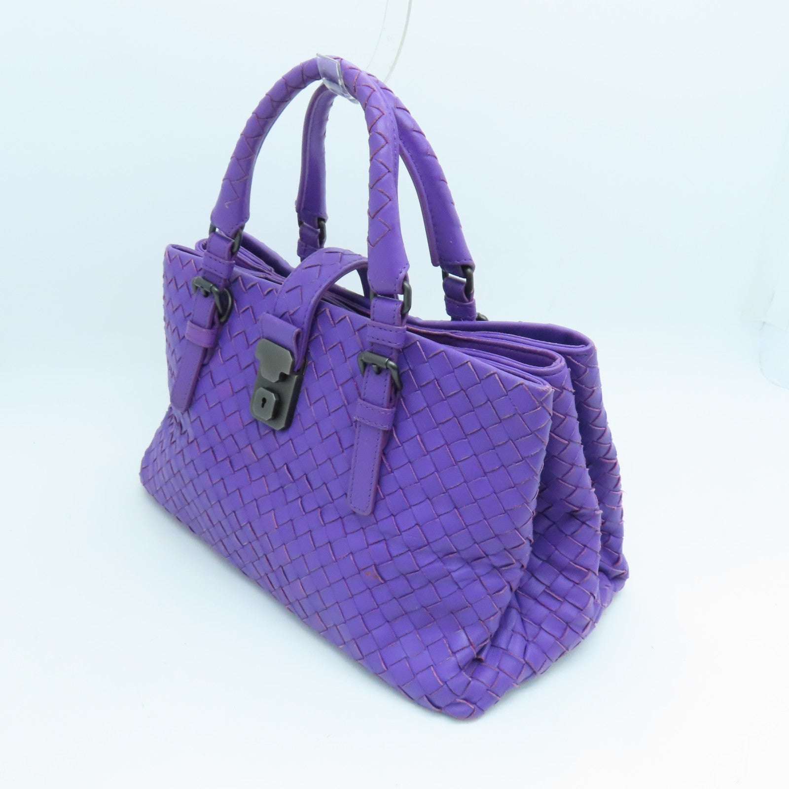 BOTTEGA VENETA 織紋皮革2Way Shoulder Bag手挽肩背兩用袋紫色