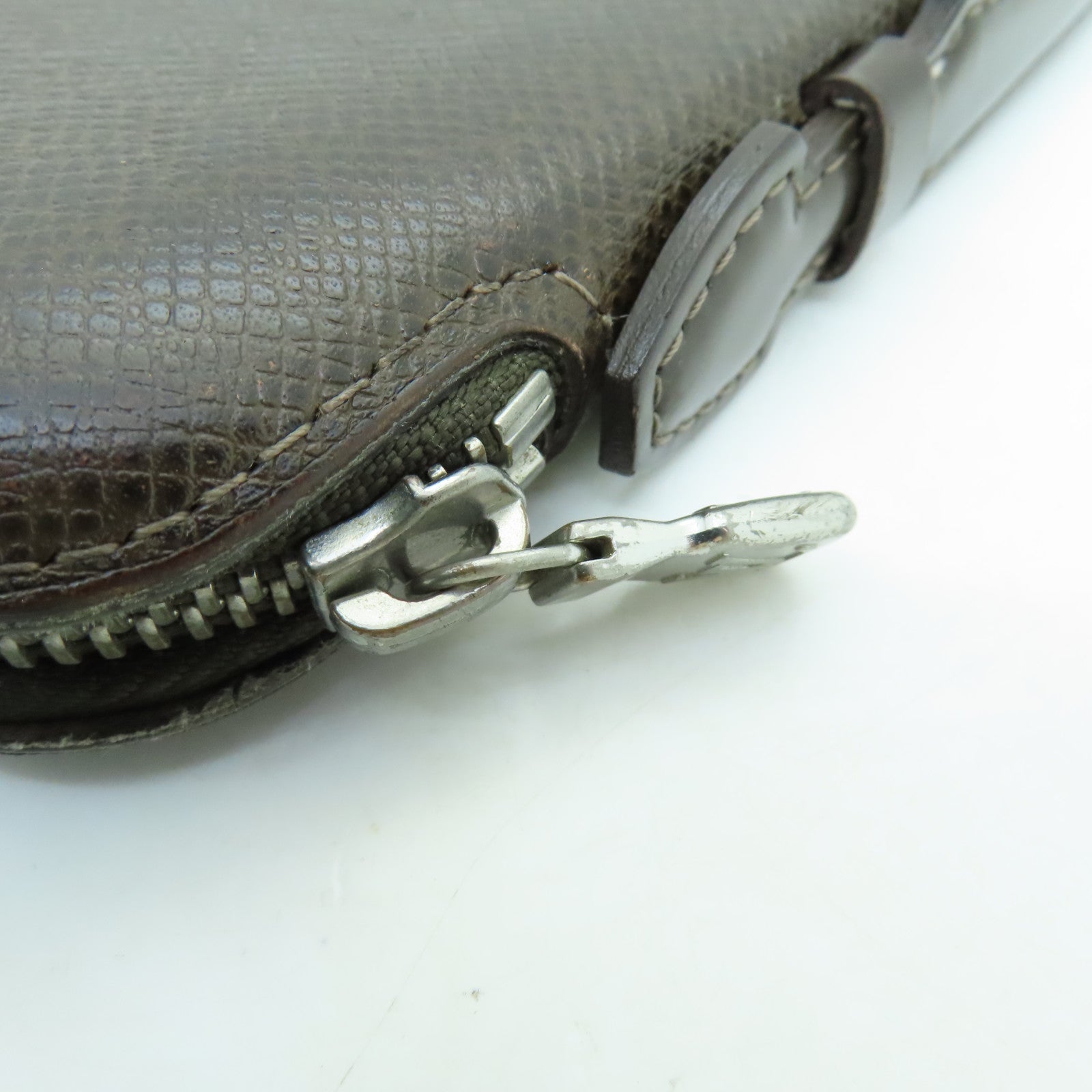 LOUIS VUITTON 【激減優惠】皮革Clutch Bag銀扣手拿包啡色