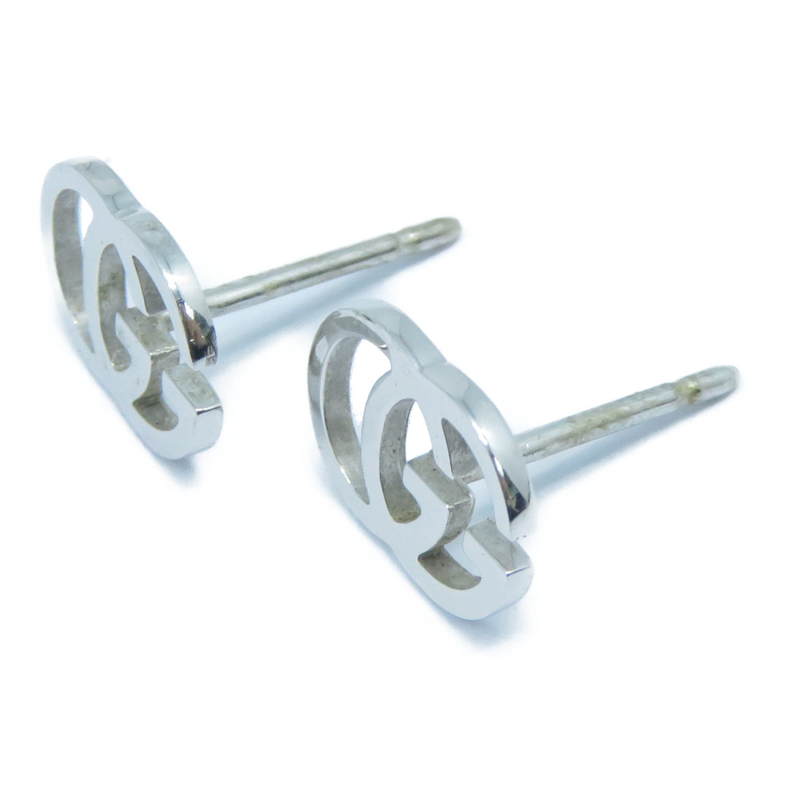 GUCCI 18K白金GG Earrings耳環銀色