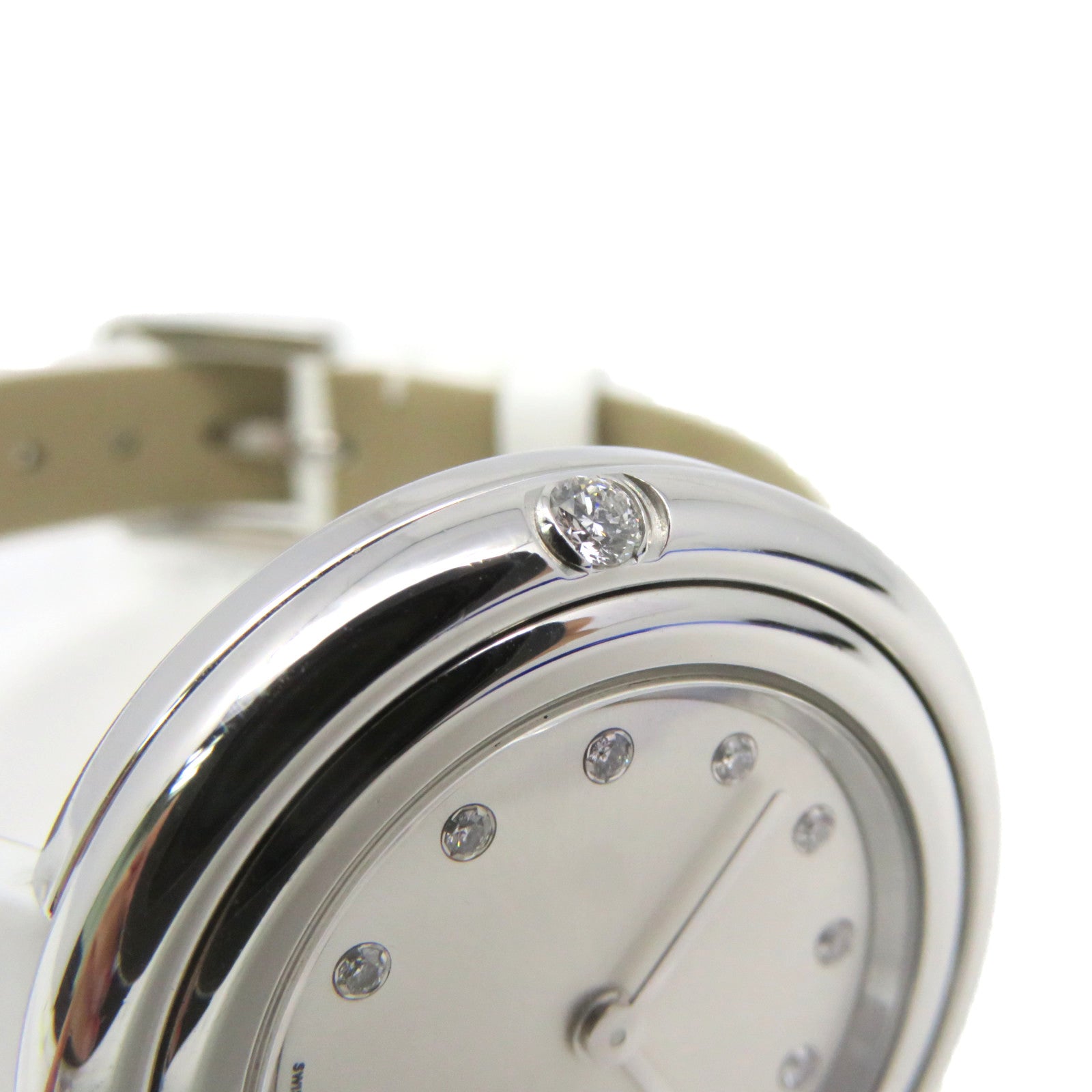 PIAGET Possession Ladies Watch鱷魚皮革/不鏽鋼石英機芯銀灰色/白色