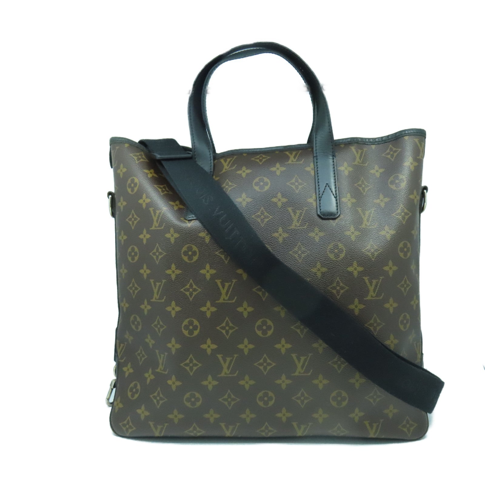 LOUIS VUITTON Monogram Macassar Davis銀扣手挽肩背兩用袋啡色