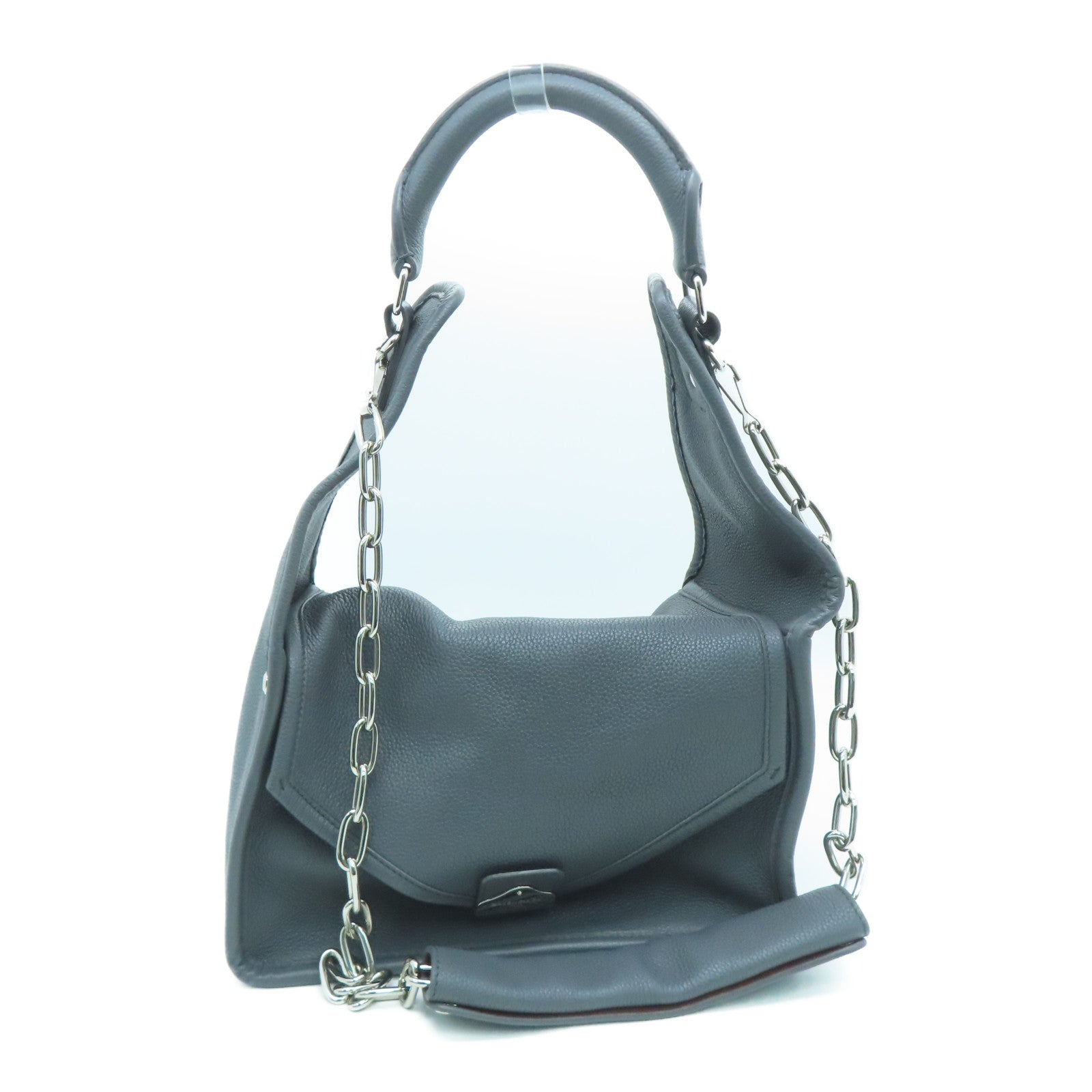 BALENCIAGA 牛皮皮革2 Way Shoulder银扣手挽肩背两用袋灰色