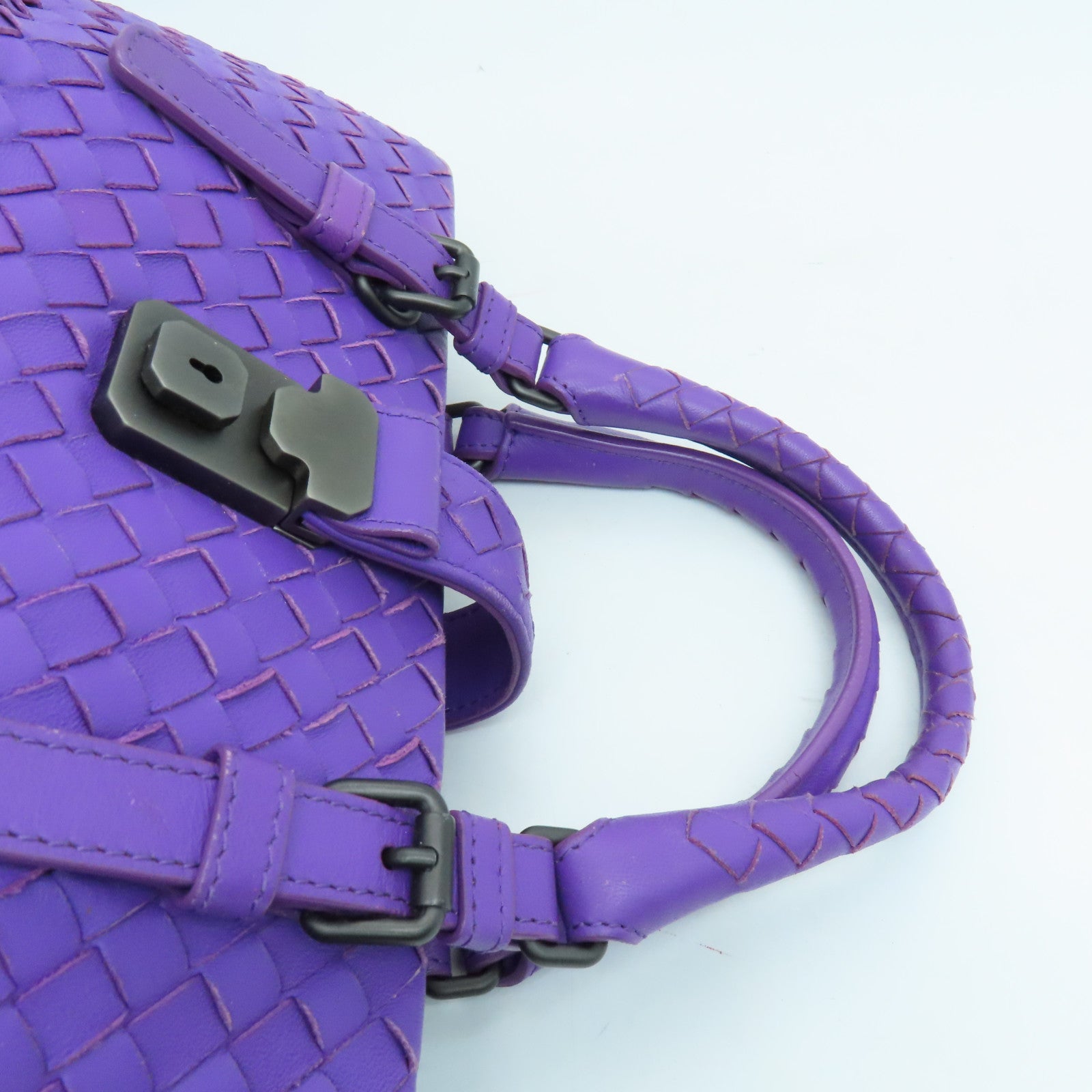 BOTTEGA VENETA 織紋皮革2Way Shoulder Bag手挽肩背兩用袋紫色