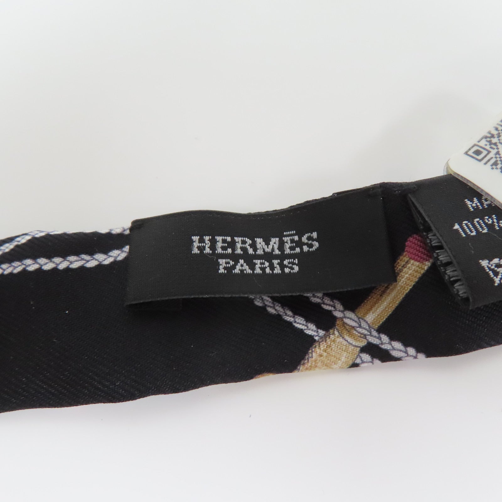 HERMES 絲質Twilly Doll絲巾黑色