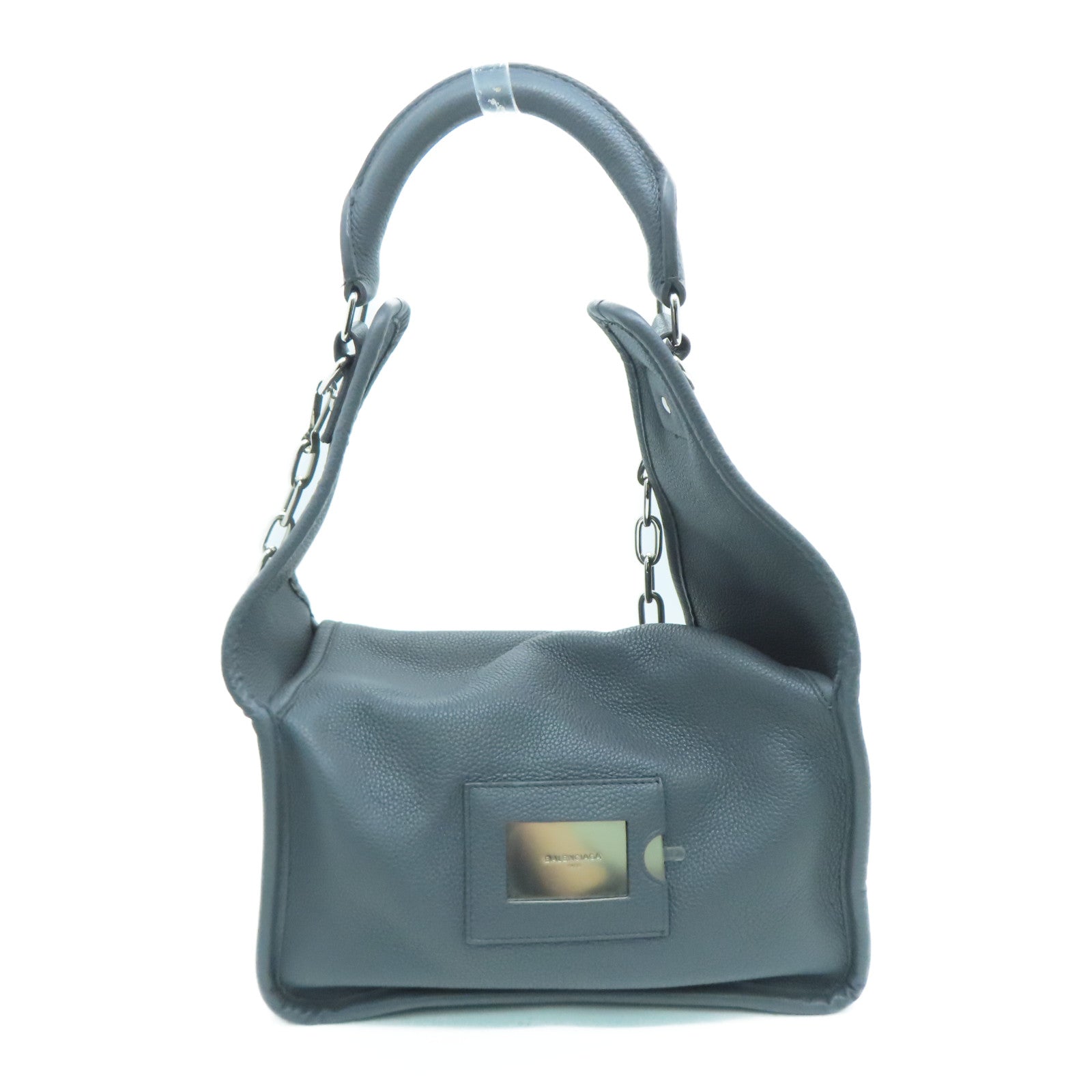 BALENCIAGA 牛皮皮革2 Way Shoulder银扣手挽肩背两用袋灰色