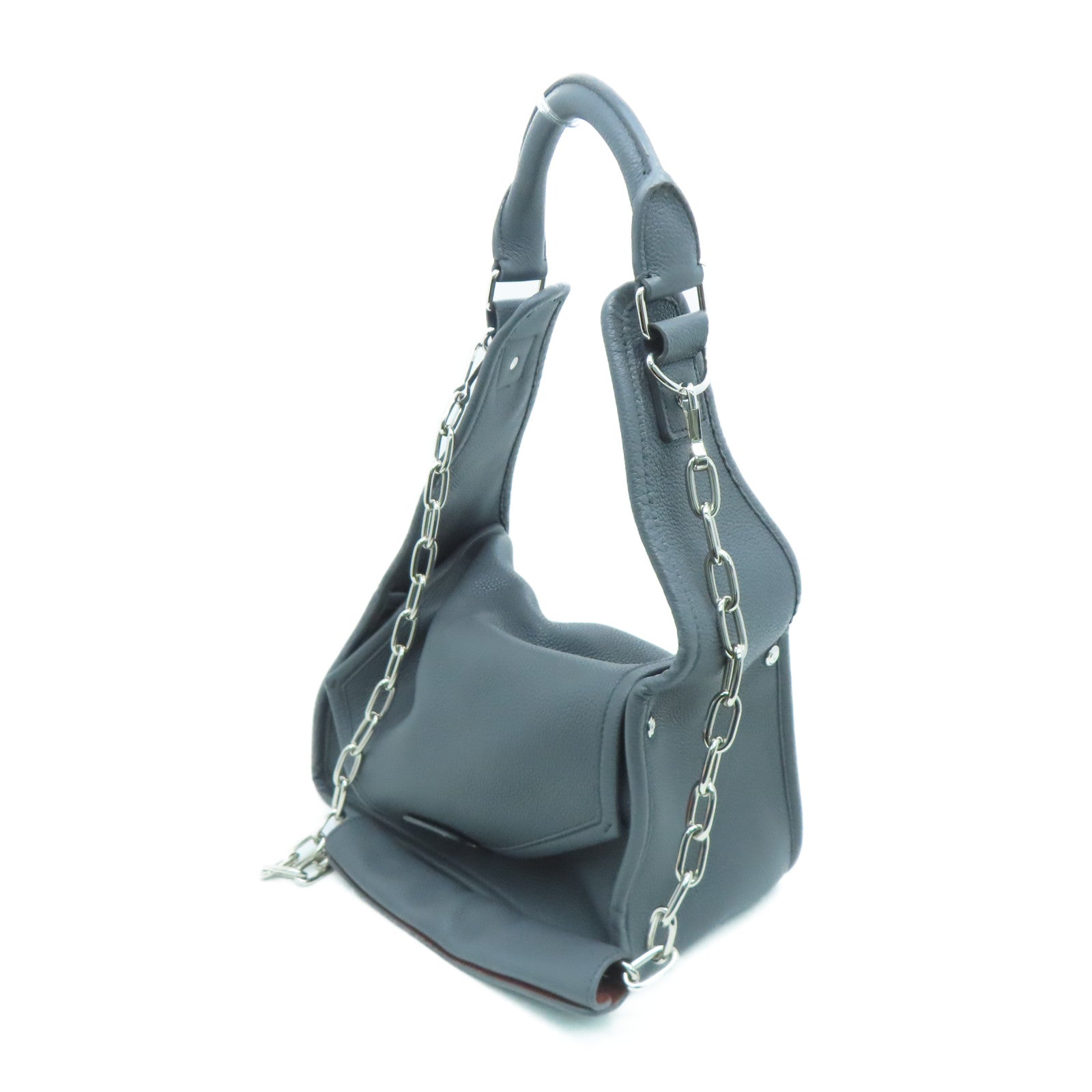 BALENCIAGA 牛皮皮革2 Way Shoulder银扣手挽肩背两用袋灰色