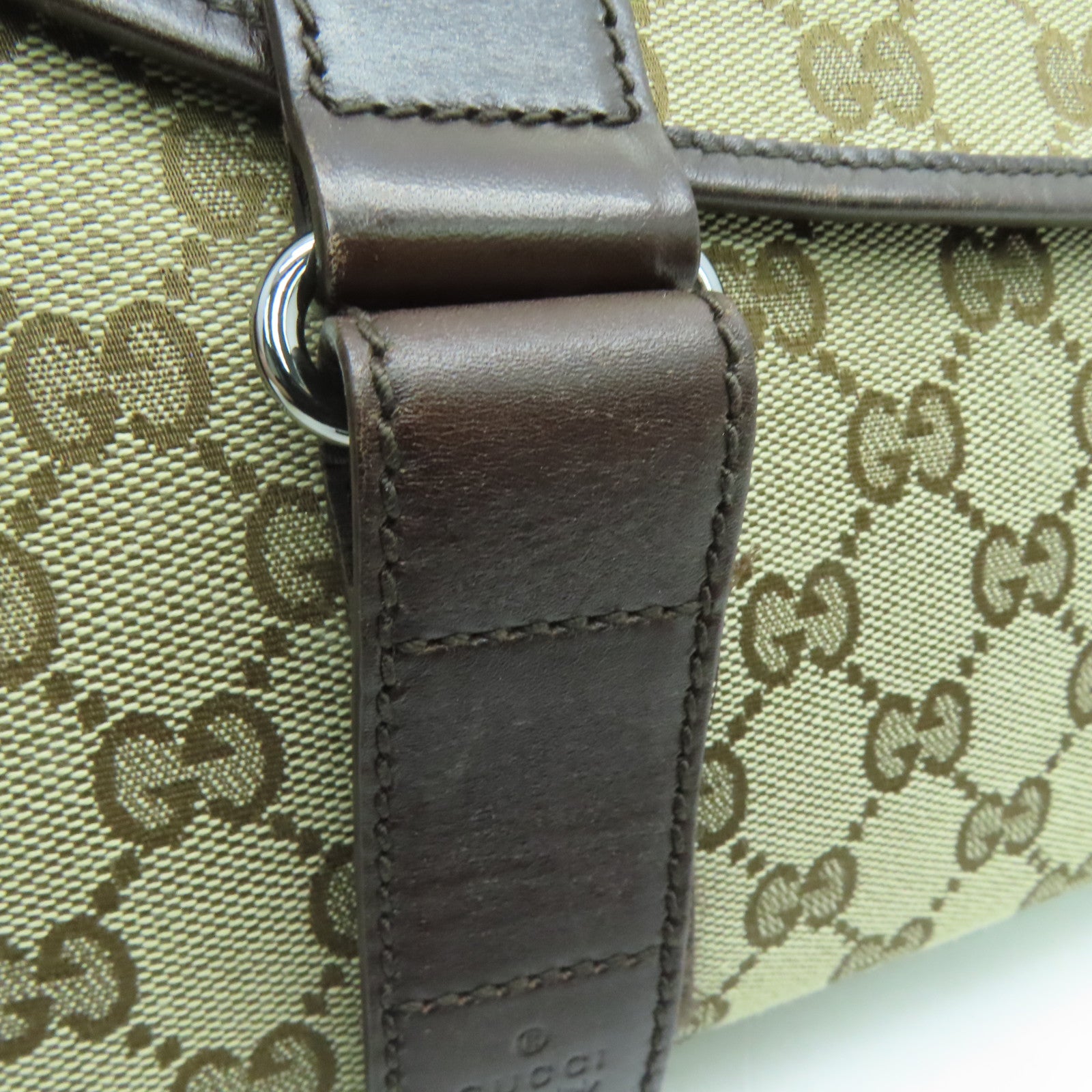 GUCCI 帆布Shoulder Bag銀扣肩背袋啡色