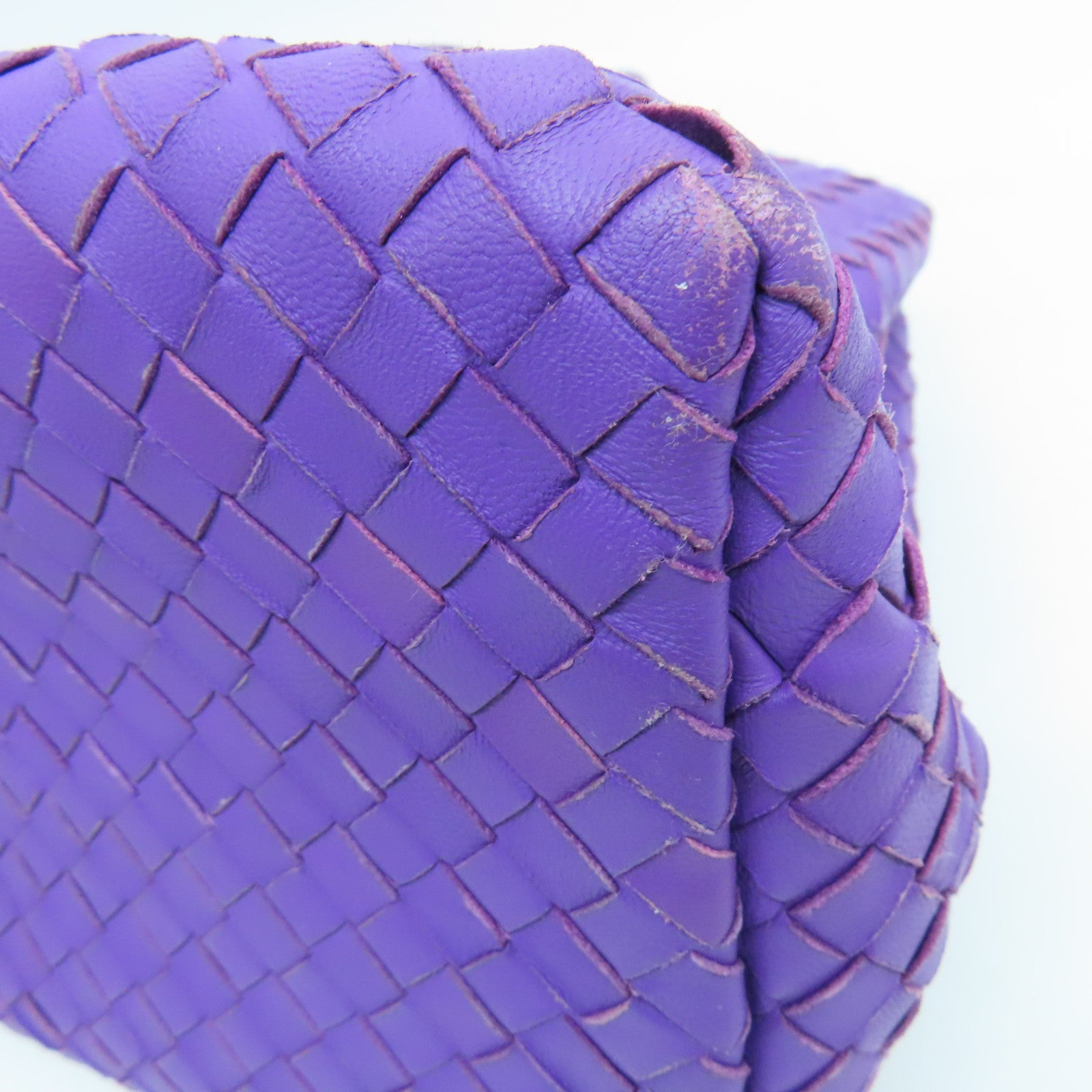 BOTTEGA VENETA 織紋皮革2Way Shoulder Bag手挽肩背兩用袋紫色