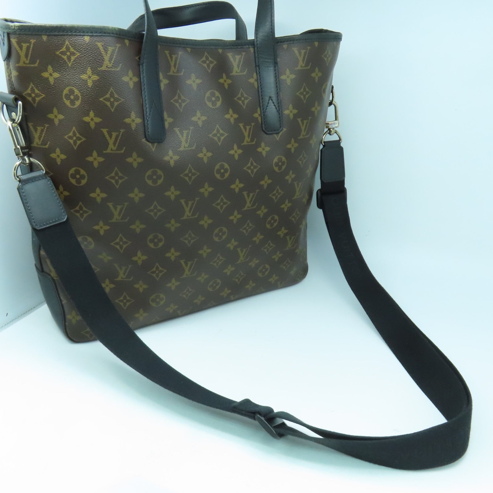 LOUIS VUITTON Monogram Macassar Davis銀扣手挽肩背兩用袋啡色