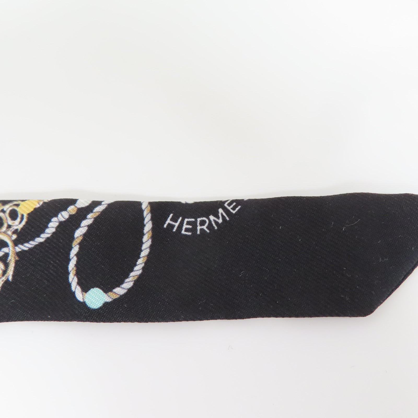 HERMES 絲質Twilly Doll絲巾黑色