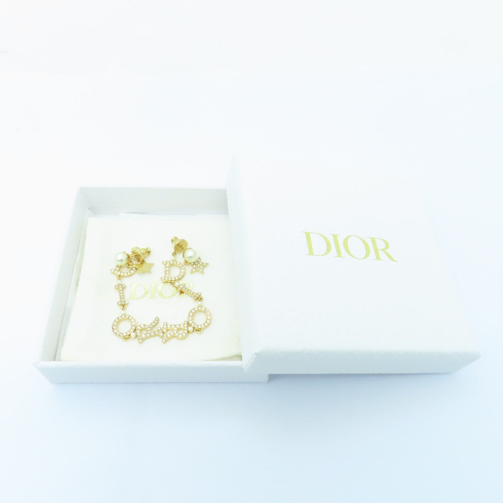 Dior 金屬/水晶Earrings耳環金色/白色