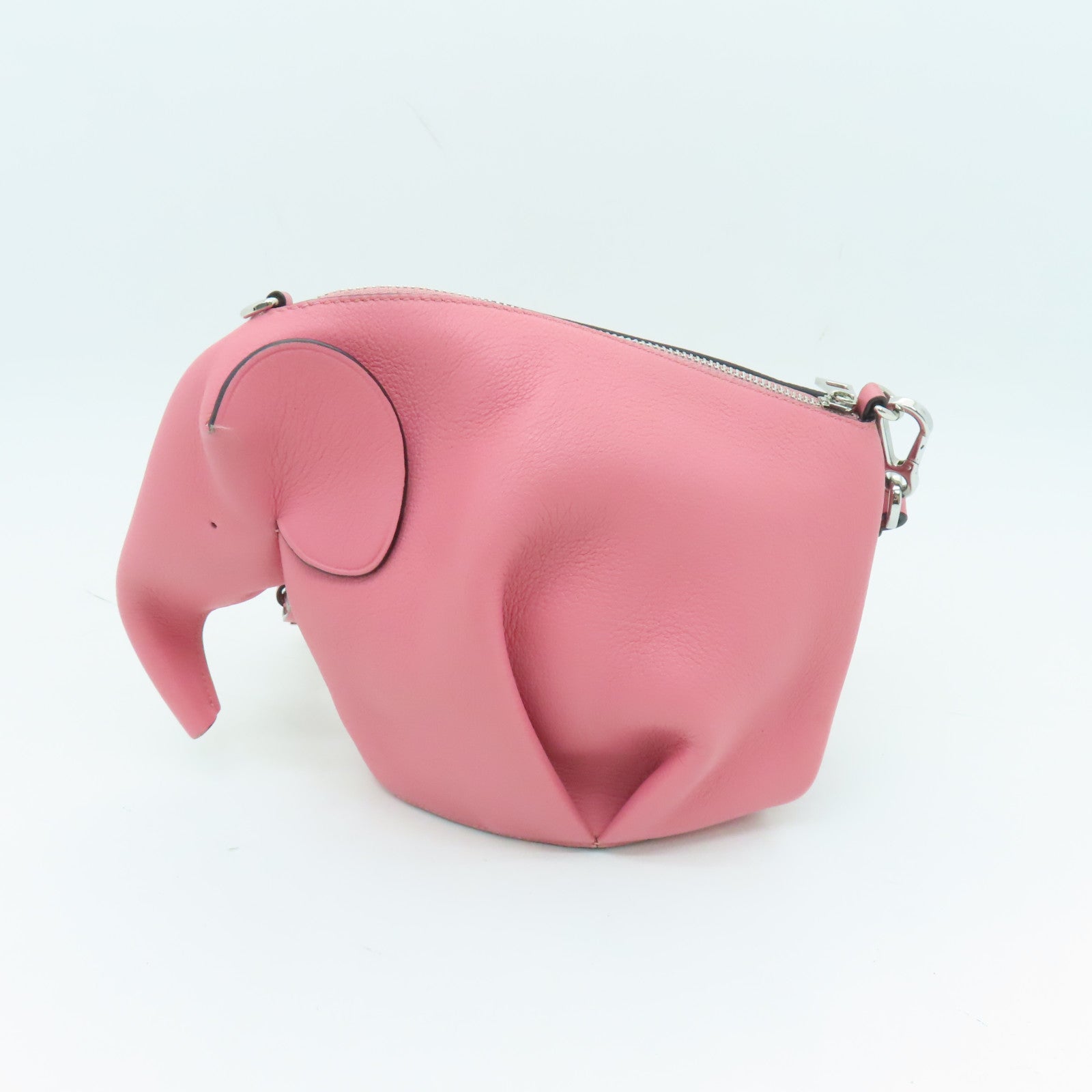 LOEWE 牛皮皮革Elephant Bag银扣肩背袋粉红色