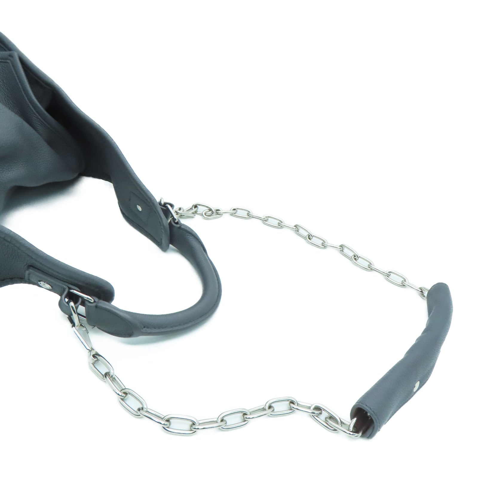 BALENCIAGA 牛皮皮革2 Way Shoulder银扣手挽肩背两用袋灰色