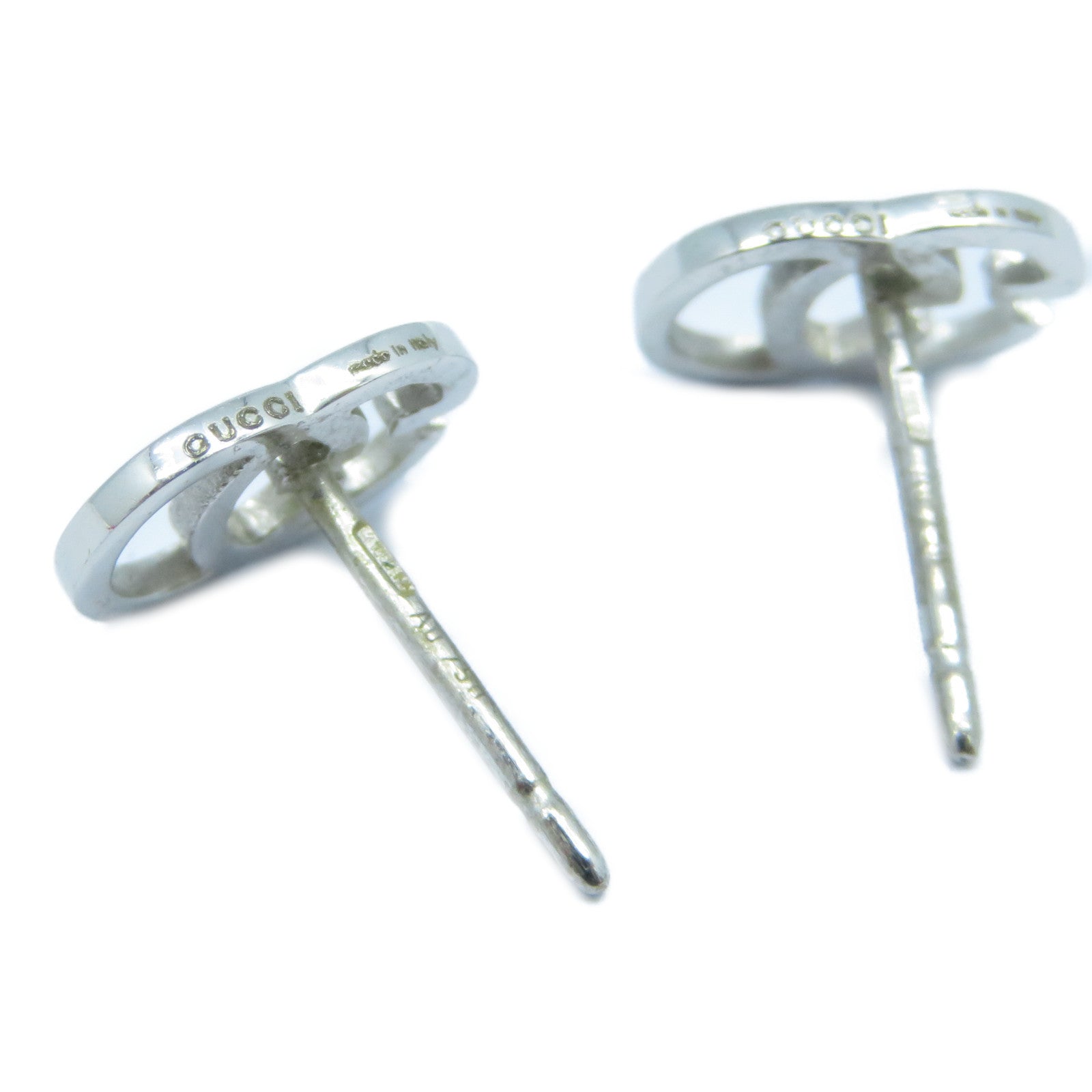 GUCCI 18K白金GG Earrings耳環銀色