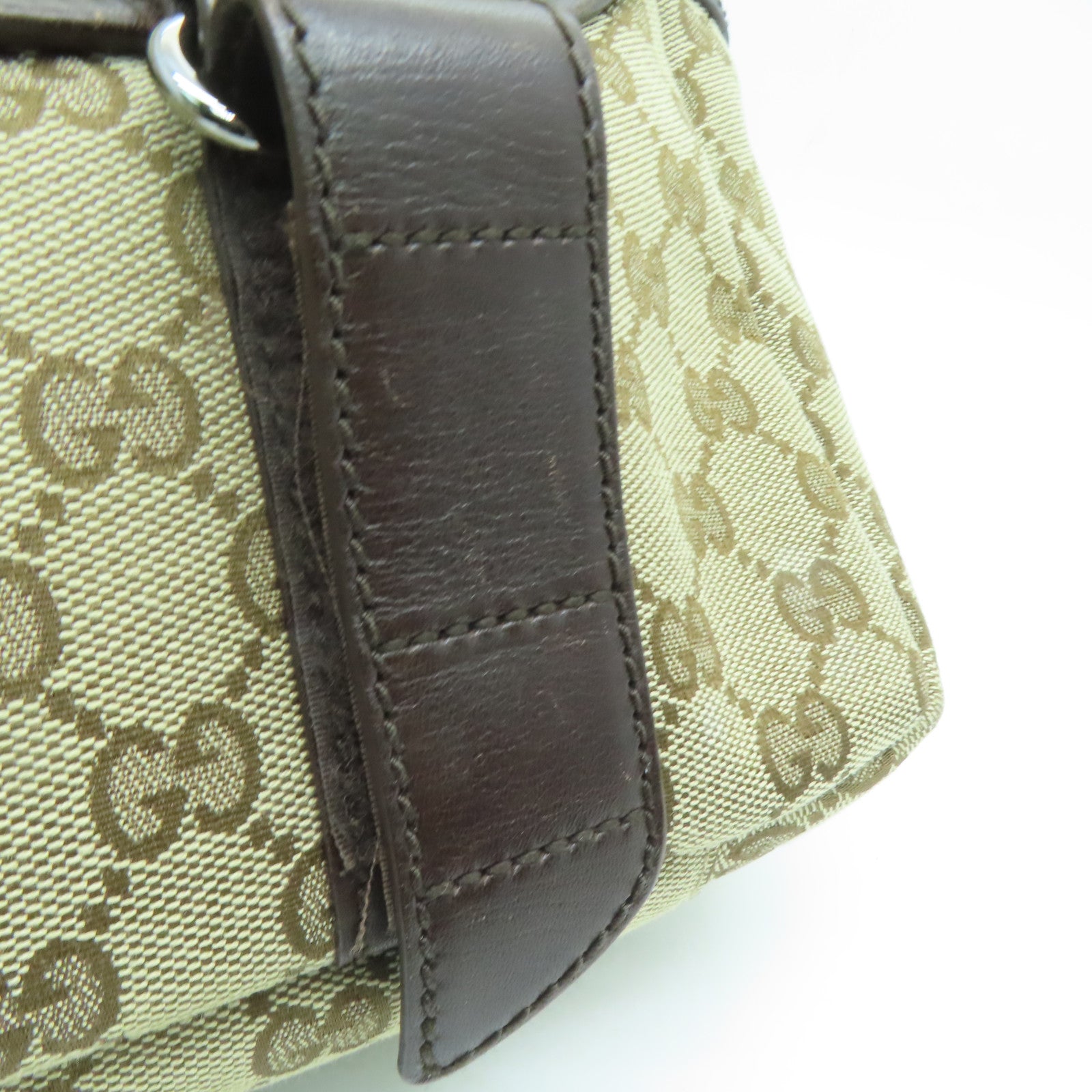 GUCCI 帆布Shoulder Bag銀扣肩背袋啡色