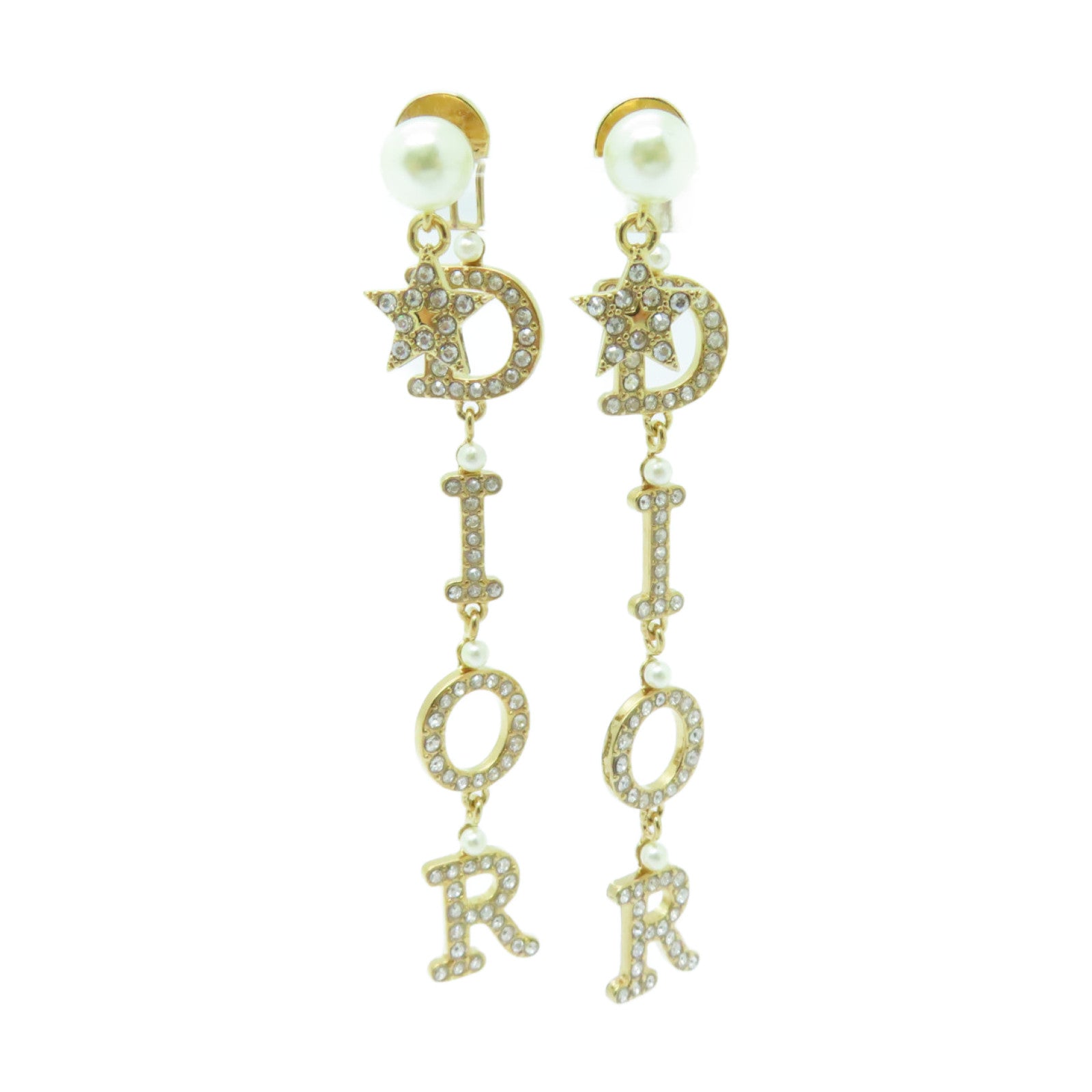 Dior 金屬/水晶Earrings耳環金色/白色