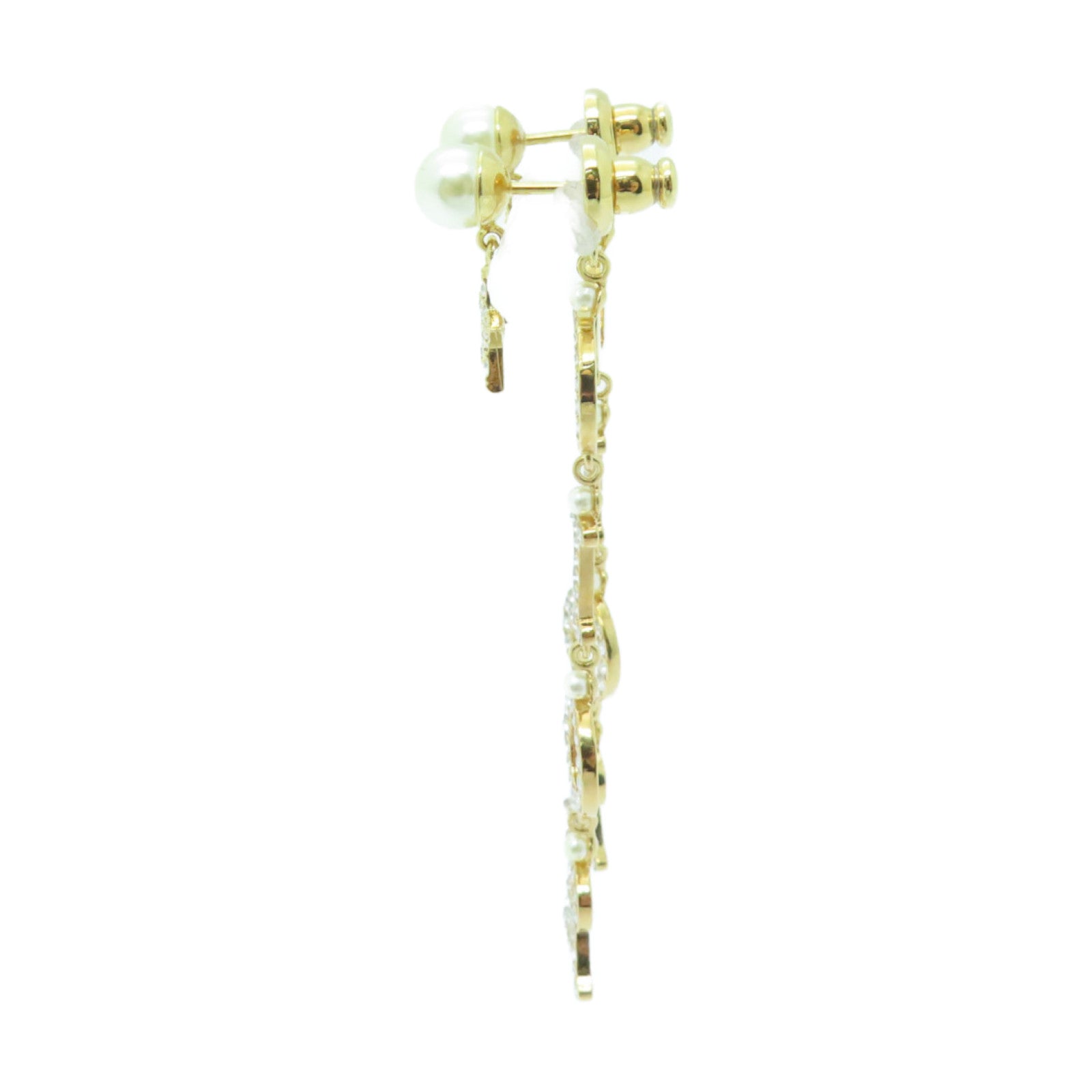 Dior 金屬/水晶Earrings耳環金色/白色