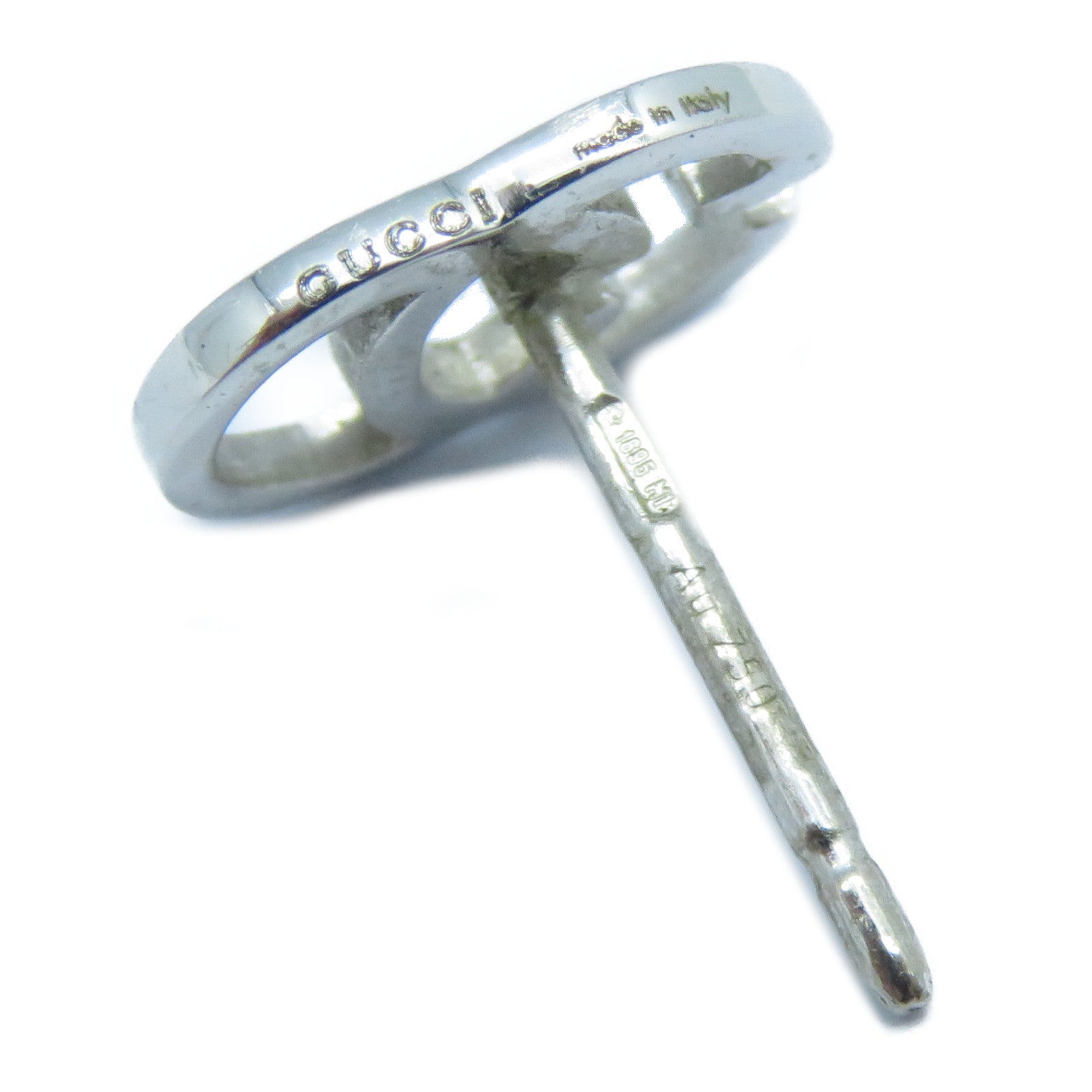 GUCCI 18K白金GG Earrings耳環銀色
