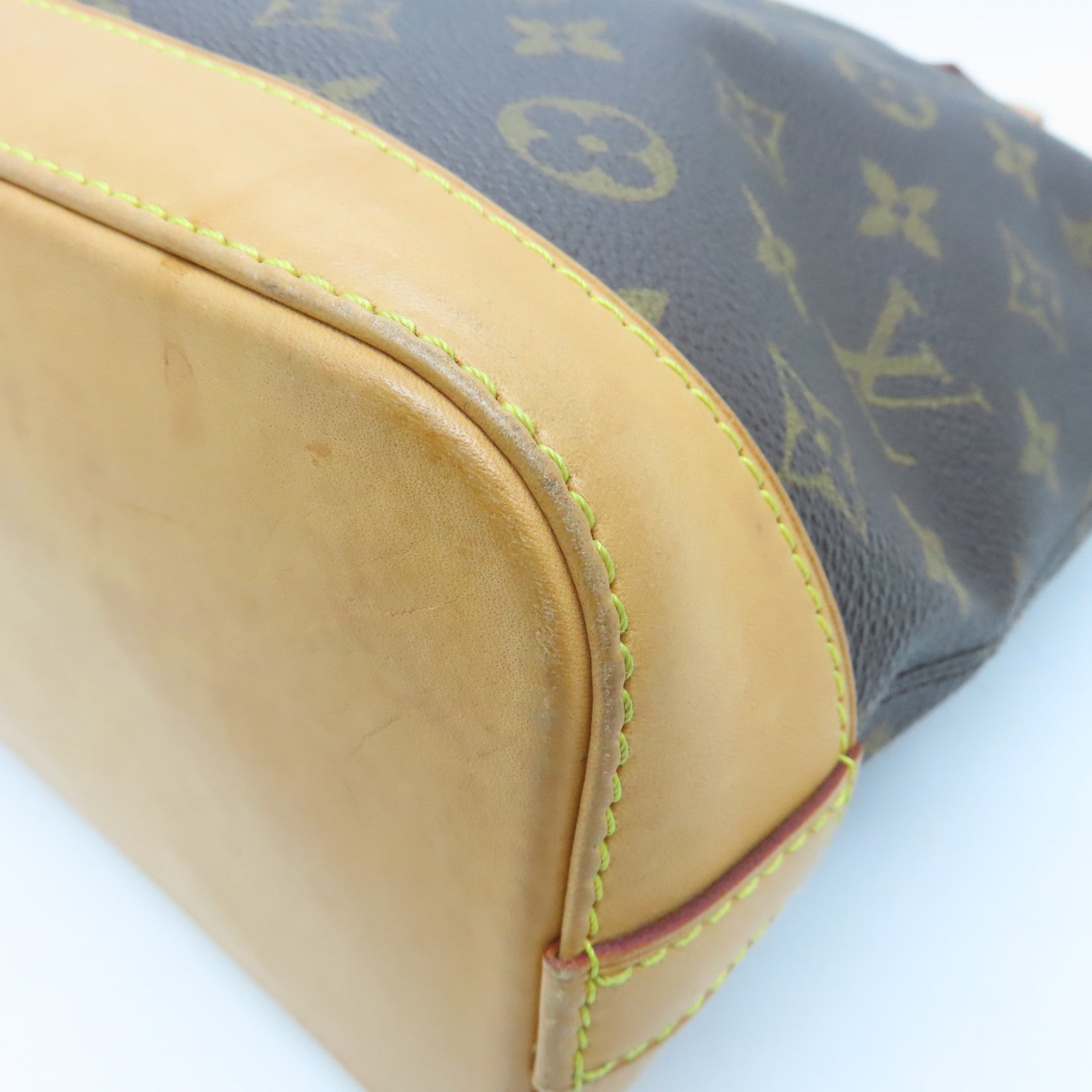 LOUIS VUITTON Monogram Lockit gold buckle handle bag brown