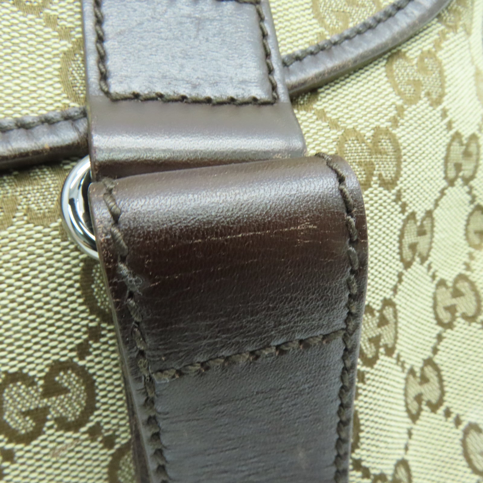 GUCCI 帆布Shoulder Bag銀扣肩背袋啡色