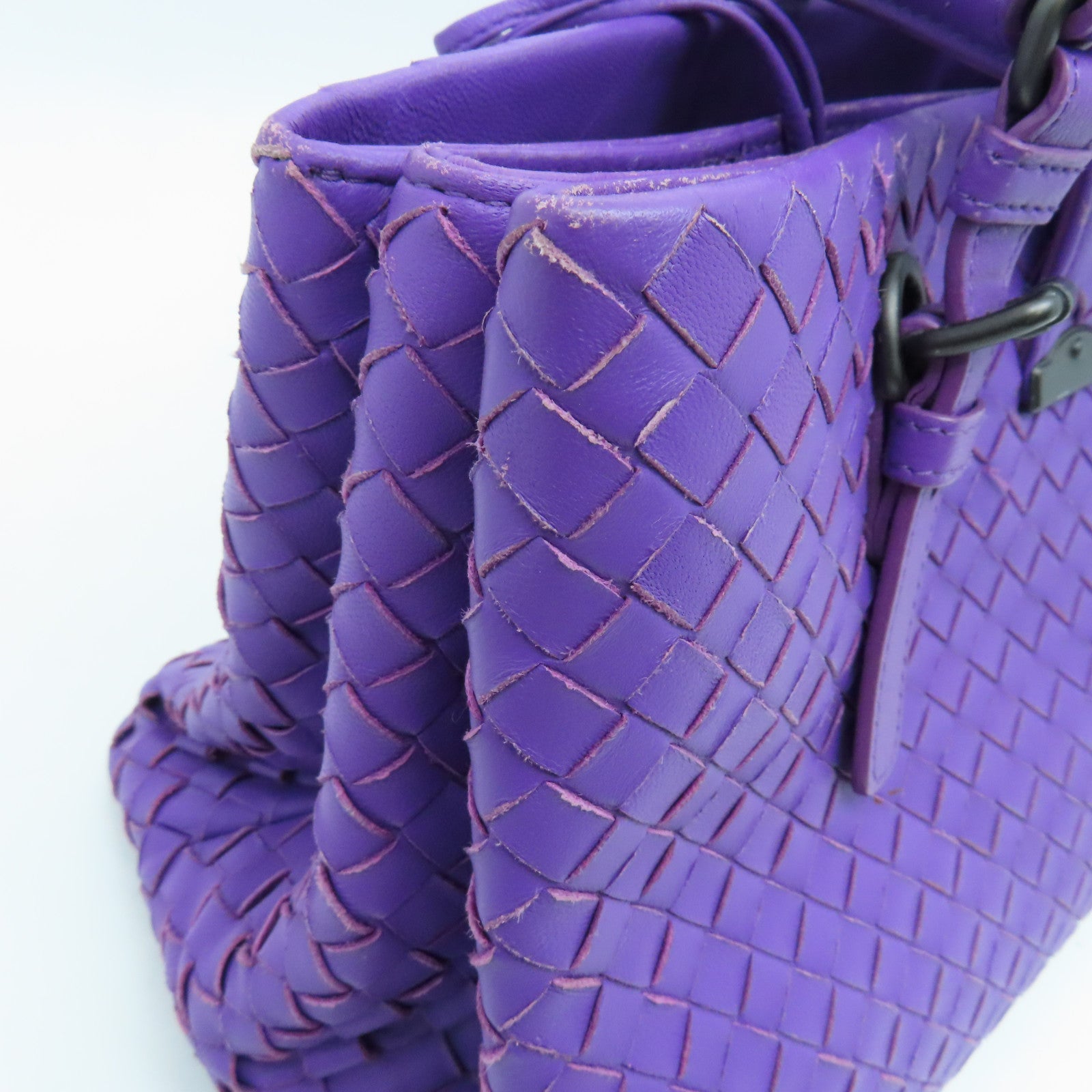 BOTTEGA VENETA 織紋皮革2Way Shoulder Bag手挽肩背兩用袋紫色