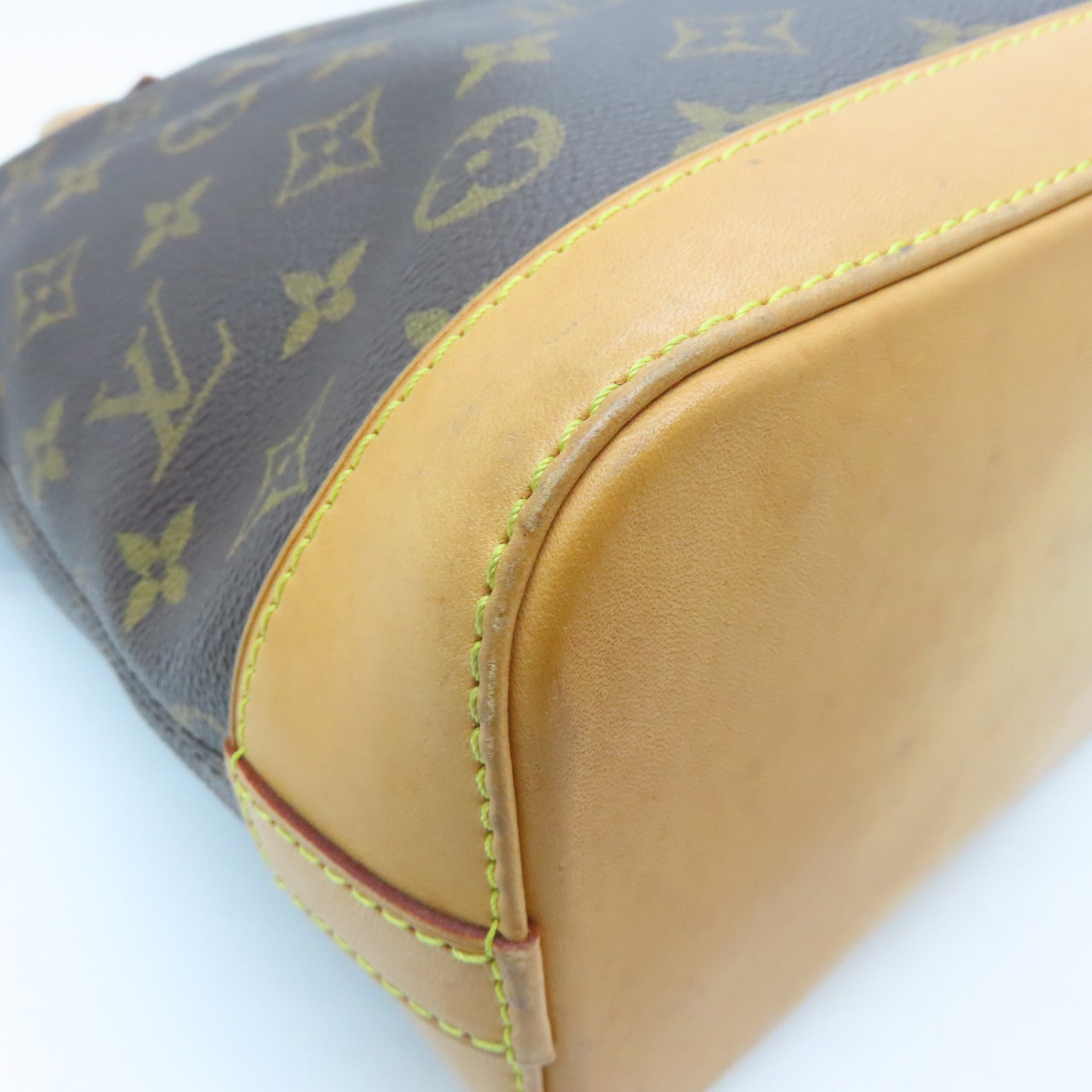 LOUIS VUITTON Monogram Lockit gold buckle handle bag brown