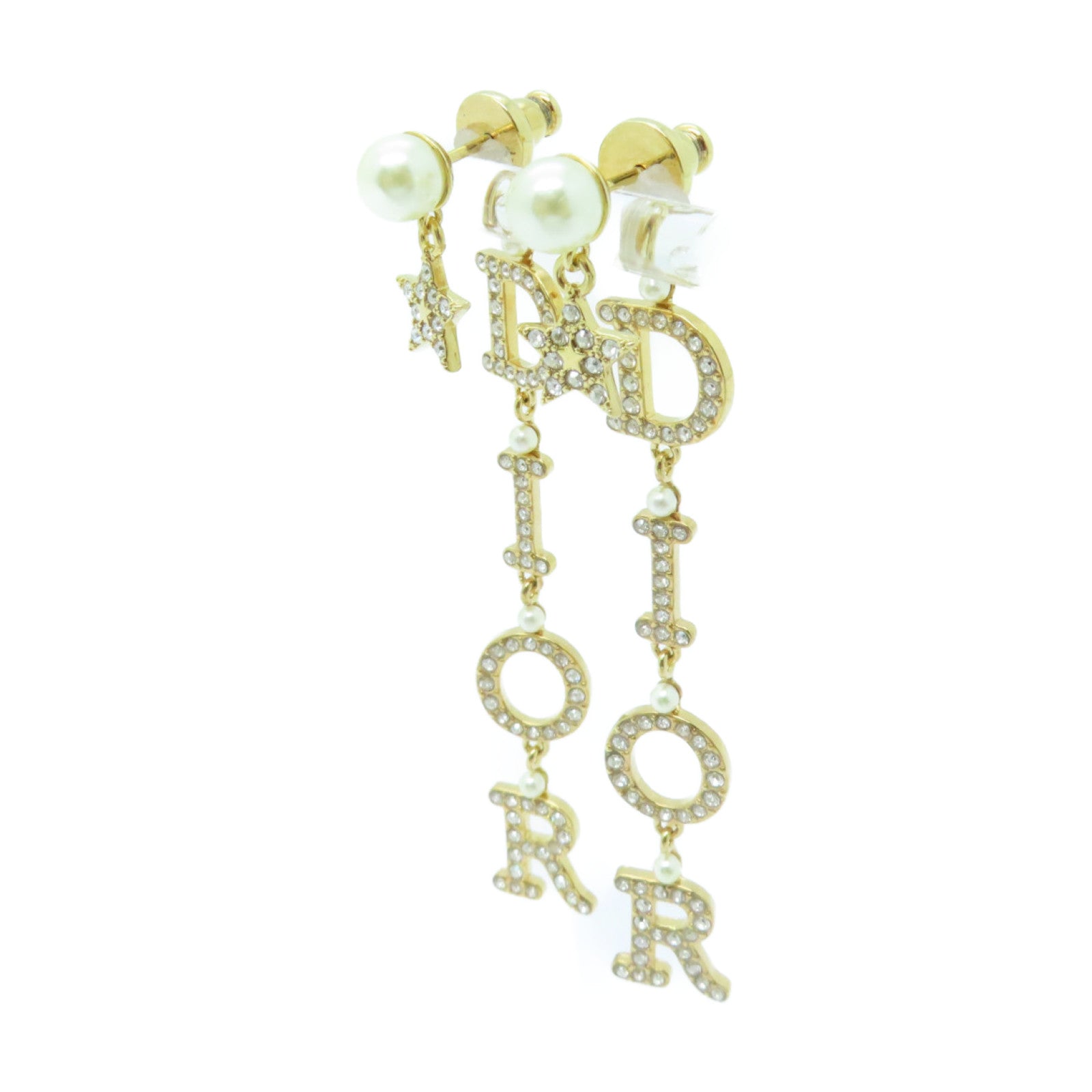 Dior 金屬/水晶Earrings耳環金色/白色