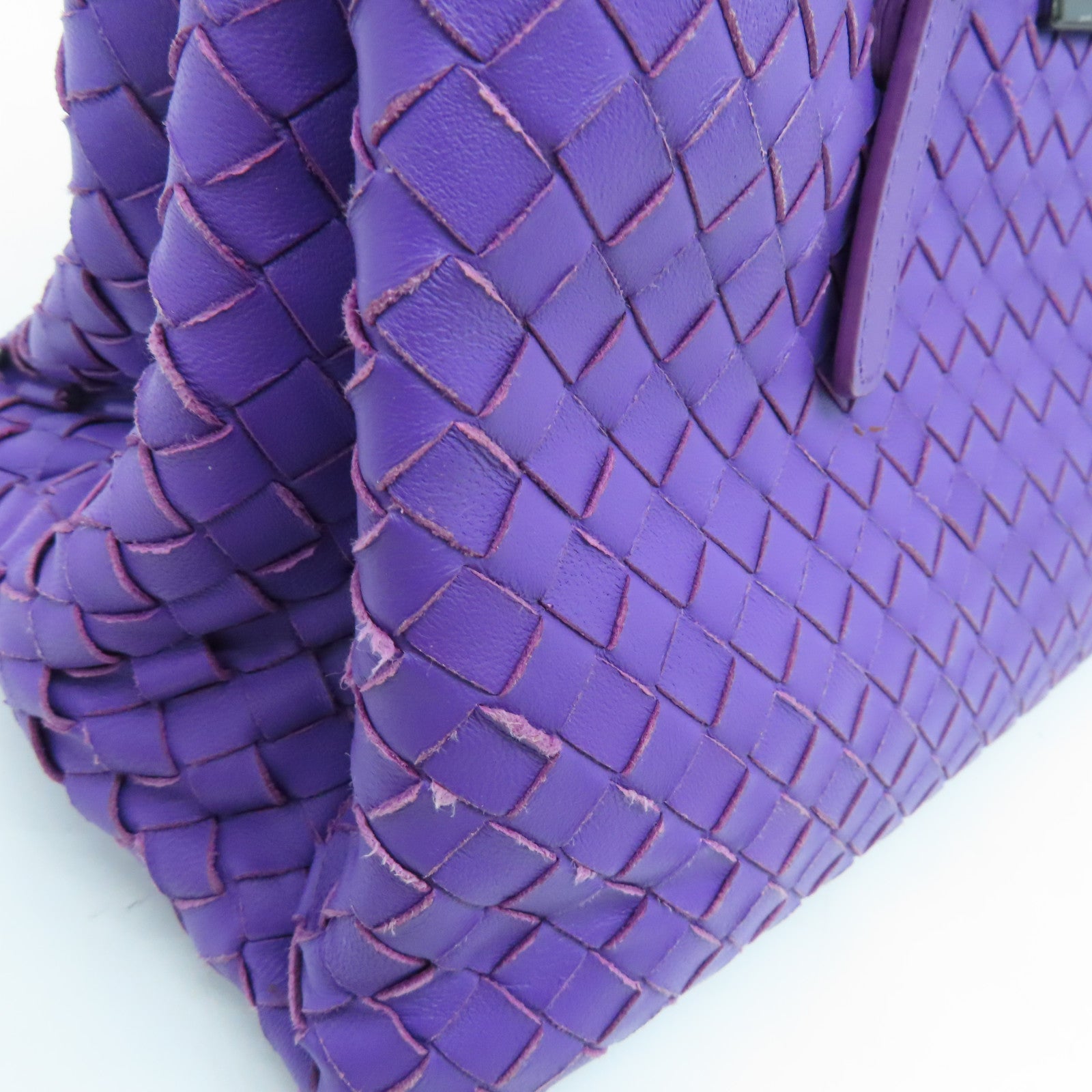 BOTTEGA VENETA 織紋皮革2Way Shoulder Bag手挽肩背兩用袋紫色