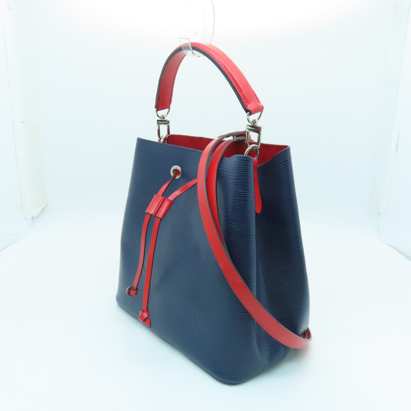LOUIS VUITTON Epi Neo Noe MM銀扣手挽肩背兩用袋紅色/藍色
