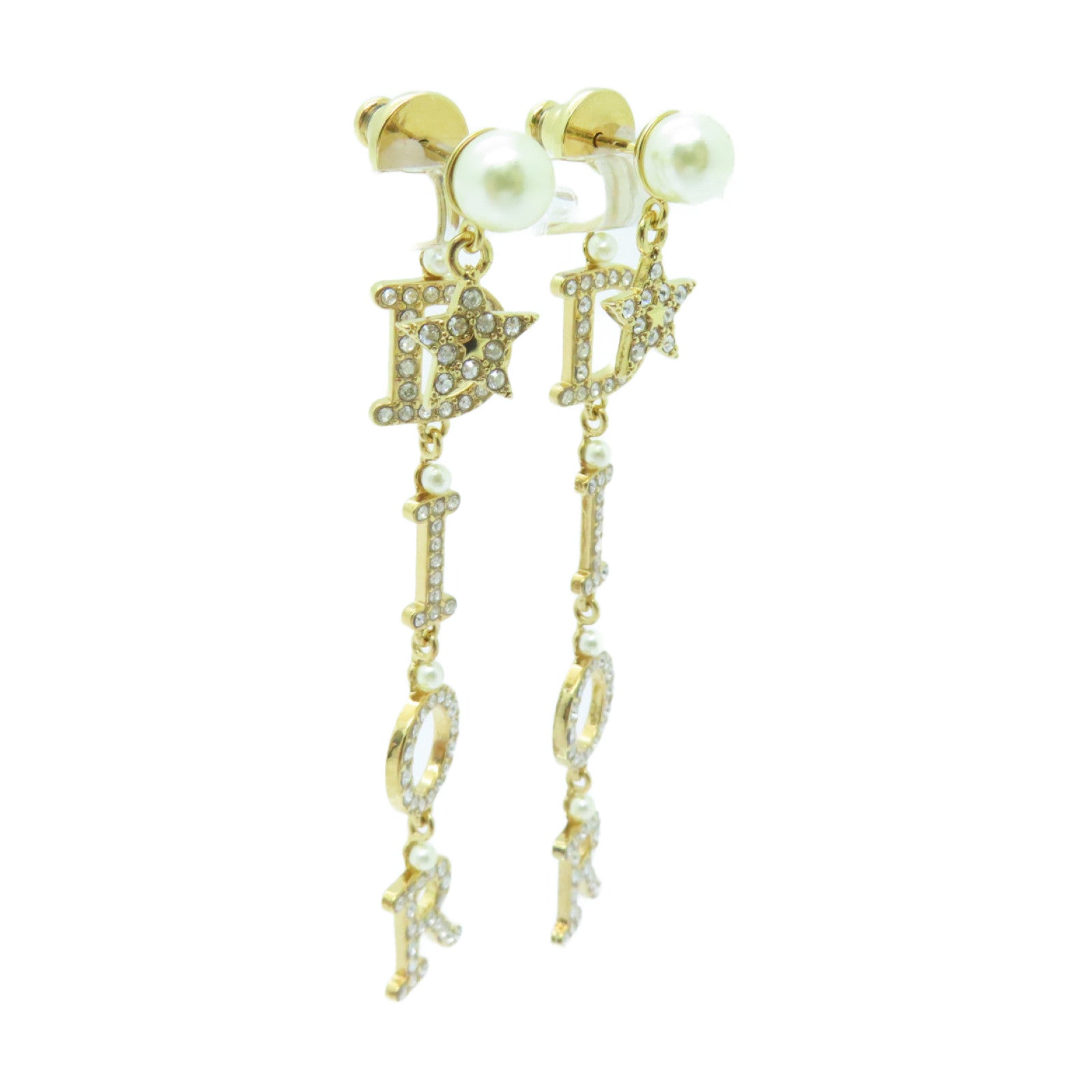 Dior 金屬/水晶Earrings耳環金色/白色