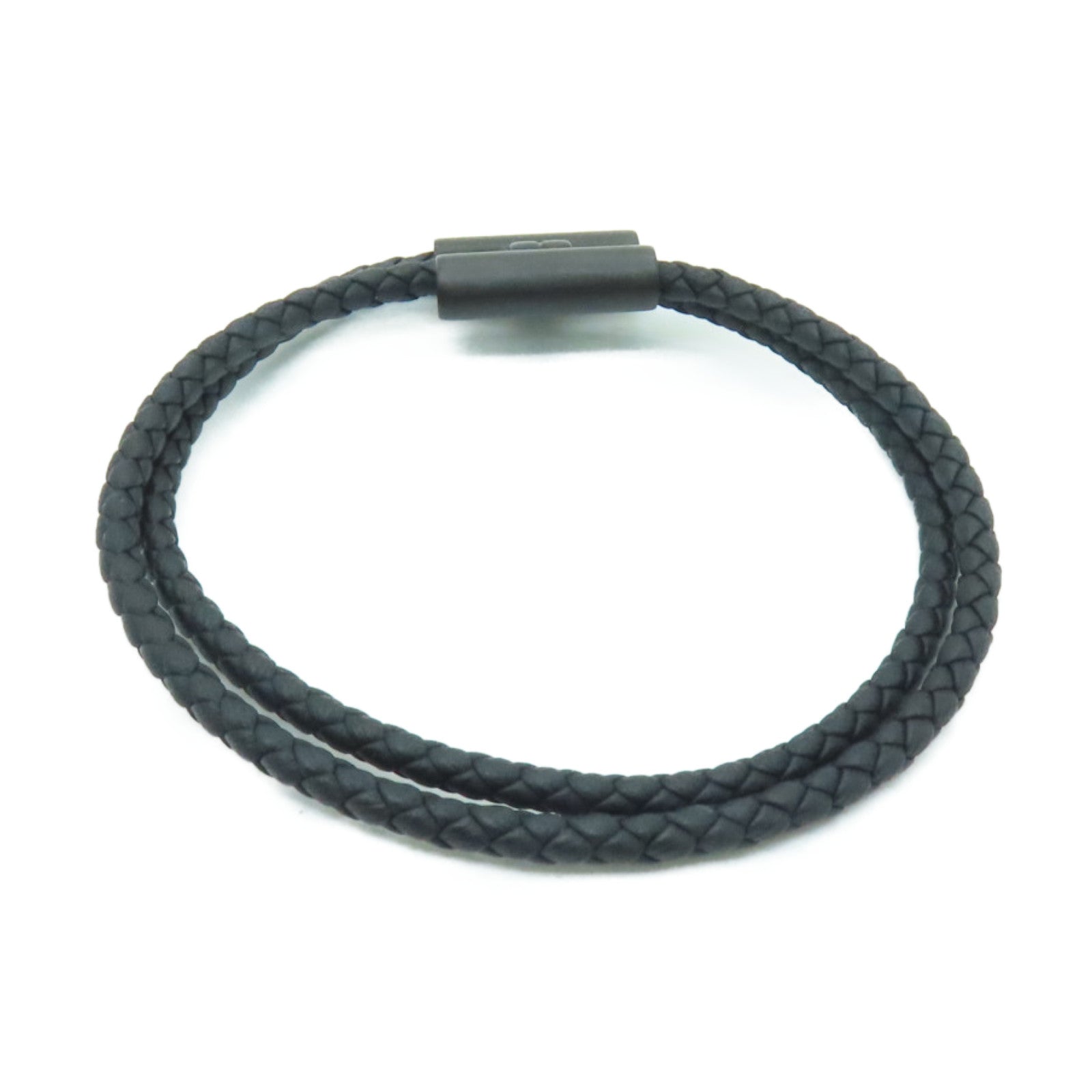 HERMES Swift皮革Tournis Tresse Bracelet黑扣手鏈黑色