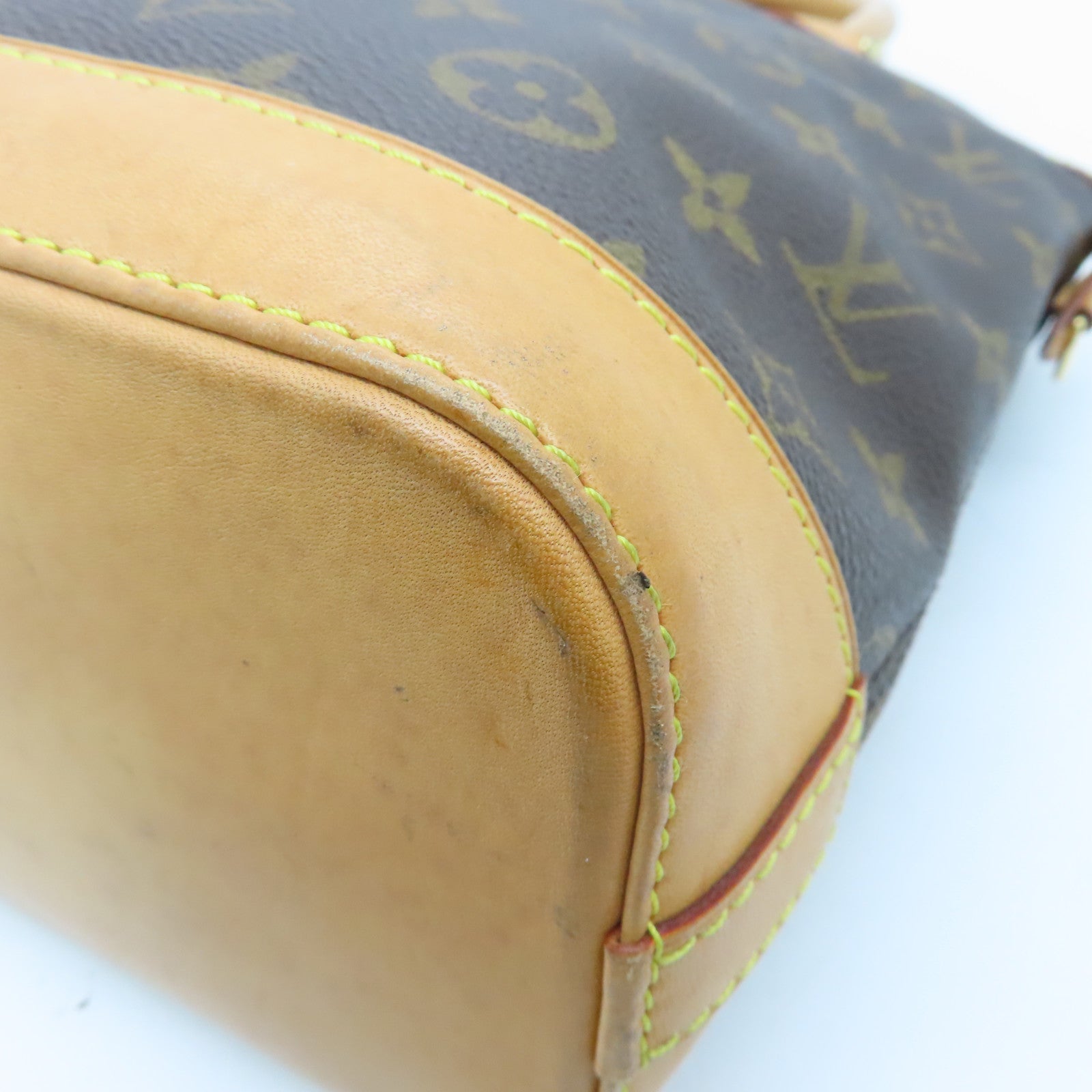 LOUIS VUITTON Monogram Lockit gold buckle handle bag brown