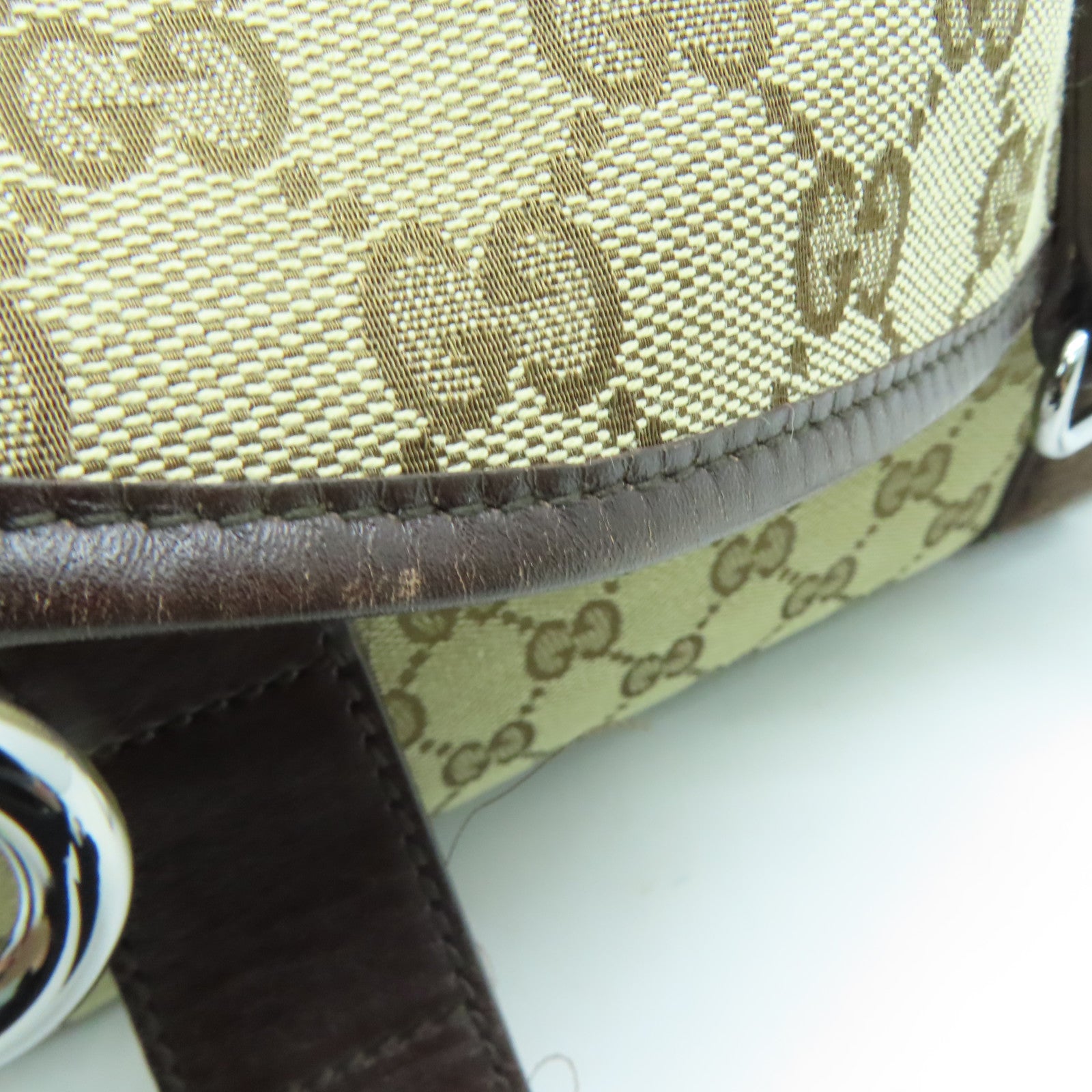 GUCCI 帆布Shoulder Bag銀扣肩背袋啡色