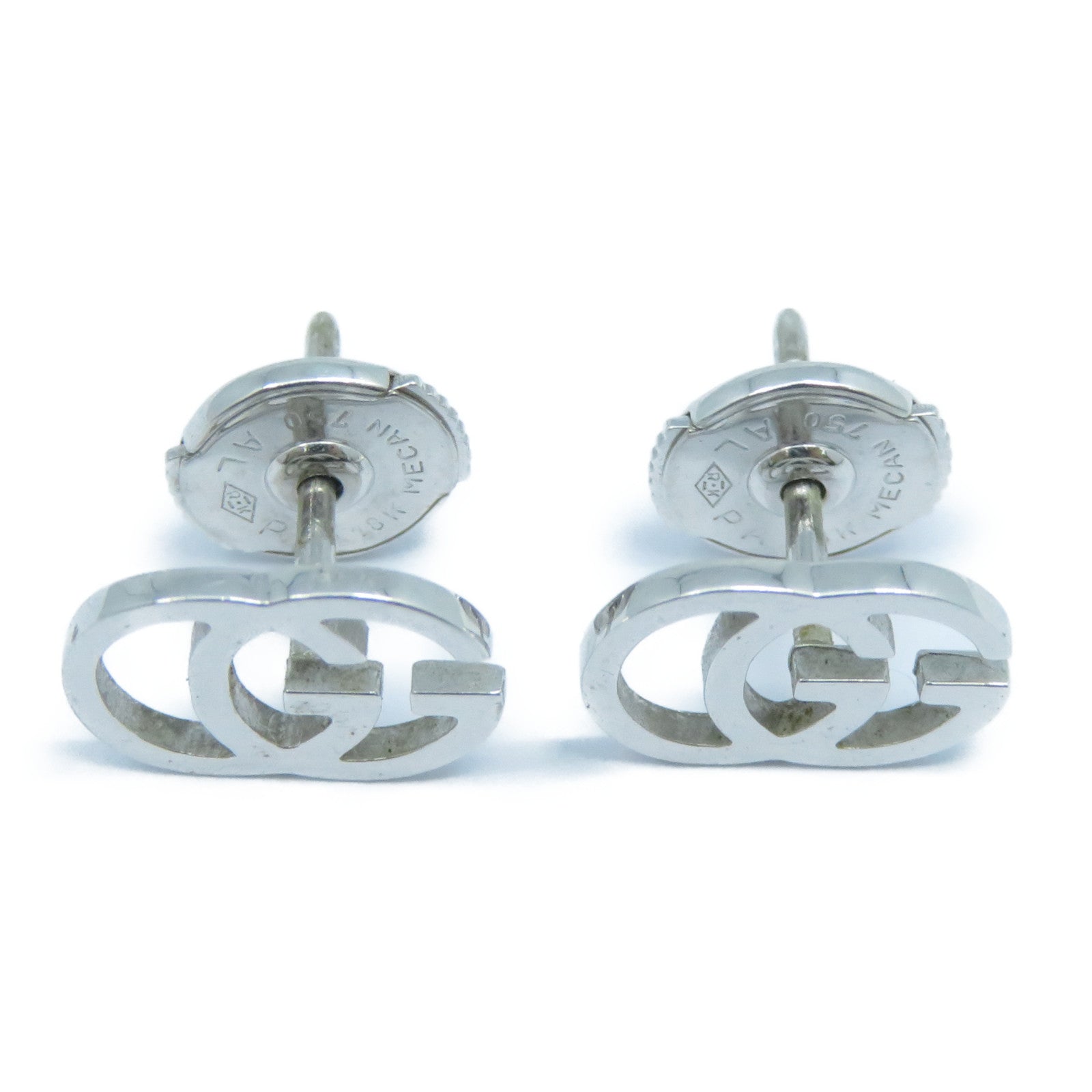 GUCCI 18K白金GG Earrings耳環銀色