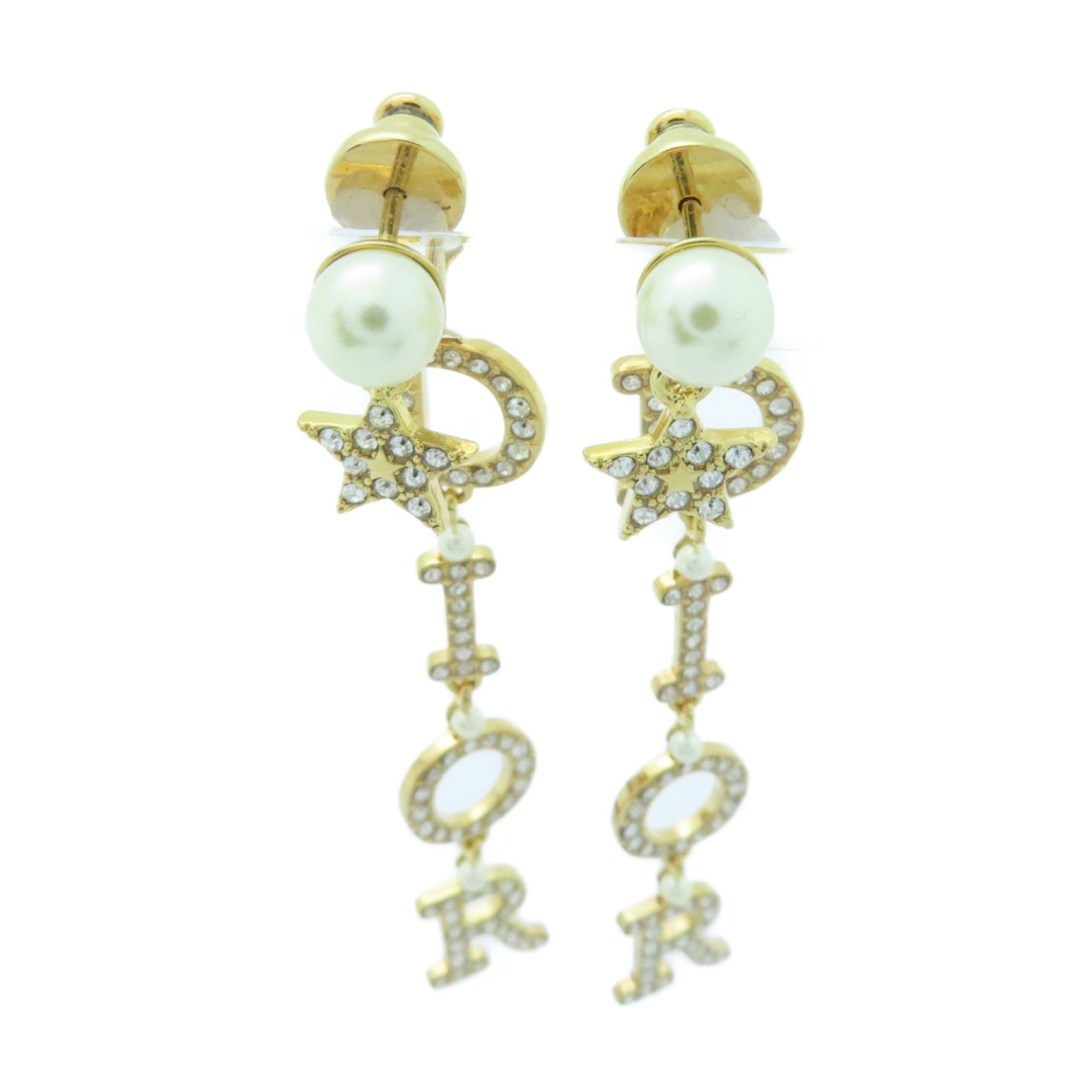Dior 金屬/水晶Earrings耳環金色/白色