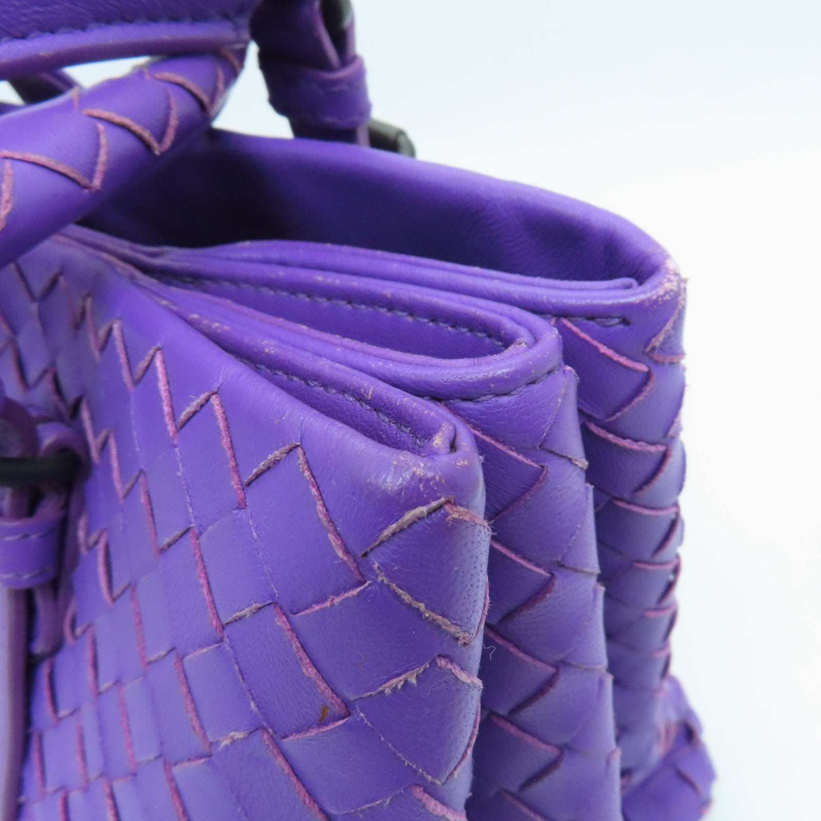BOTTEGA VENETA 織紋皮革2Way Shoulder Bag手挽肩背兩用袋紫色