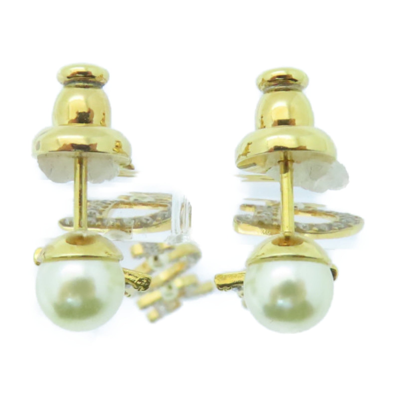 Dior 金屬/水晶Earrings耳環金色/白色