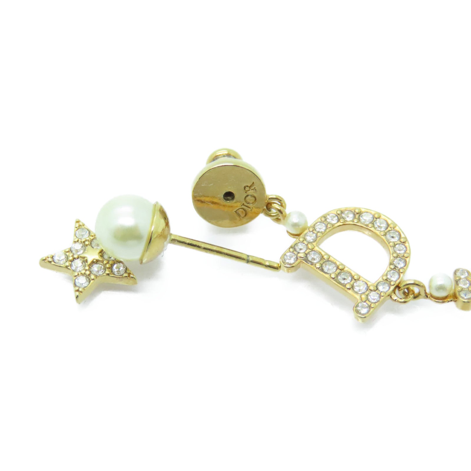 Dior 金屬/水晶Earrings耳環金色/白色
