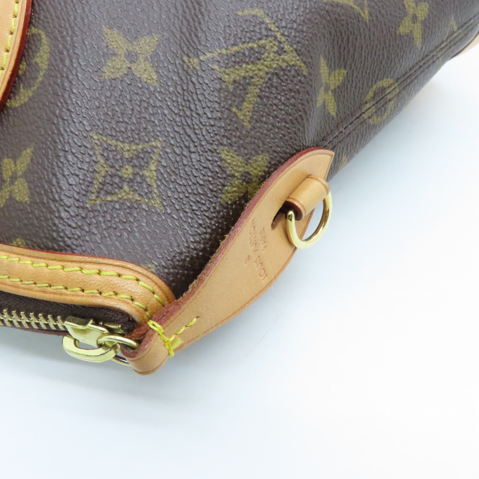 LOUIS VUITTON Monogram Lockit gold buckle handle bag brown